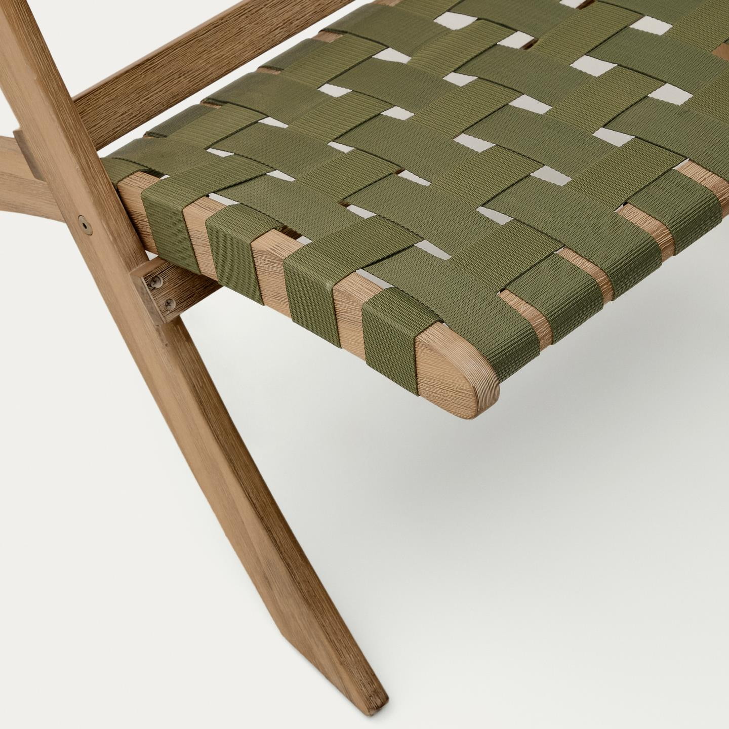 Kave Home Fauteuil 'Chabeli' Acaciahout, kleur Donkergroen