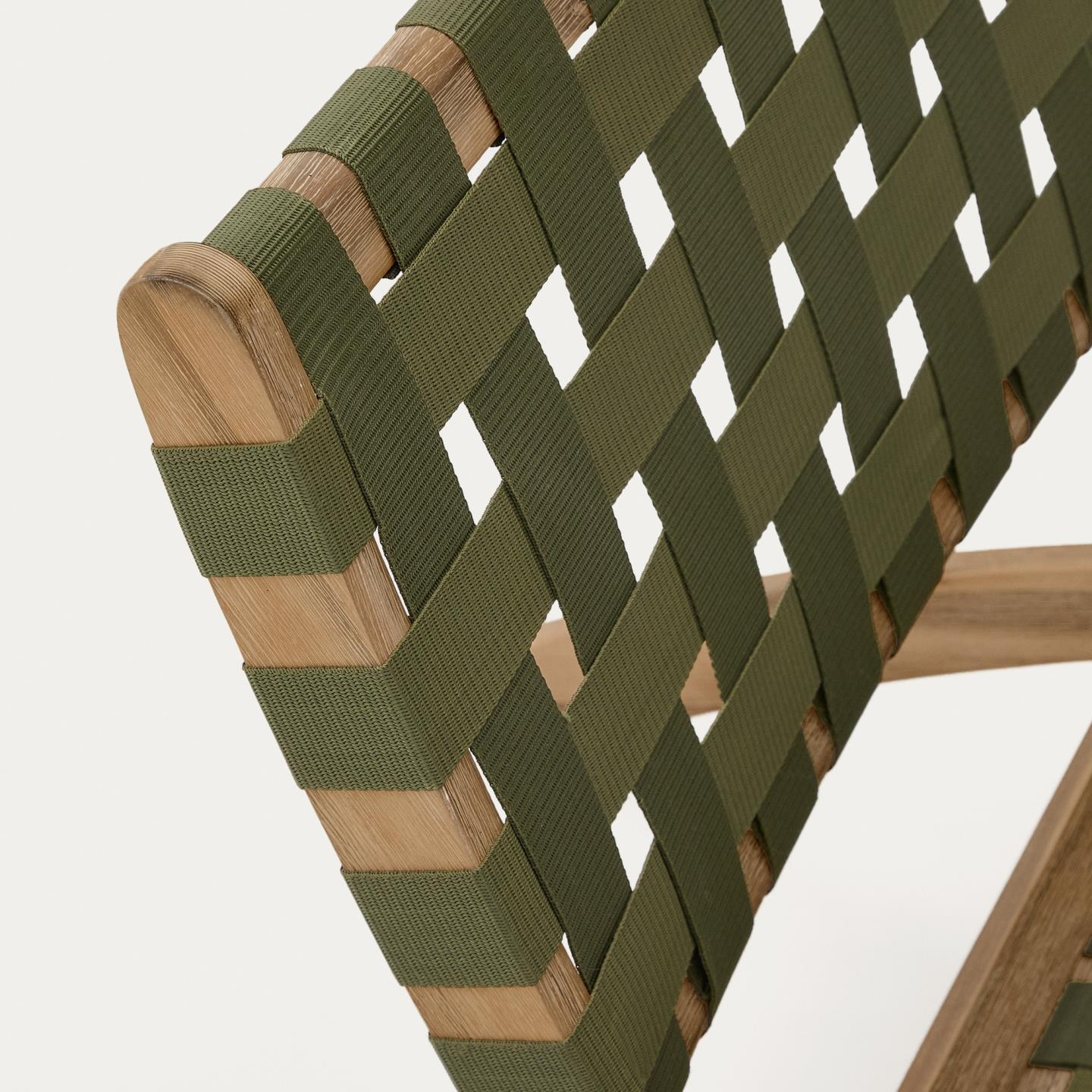 Kave Home Fauteuil 'Chabeli' Acaciahout, kleur Donkergroen