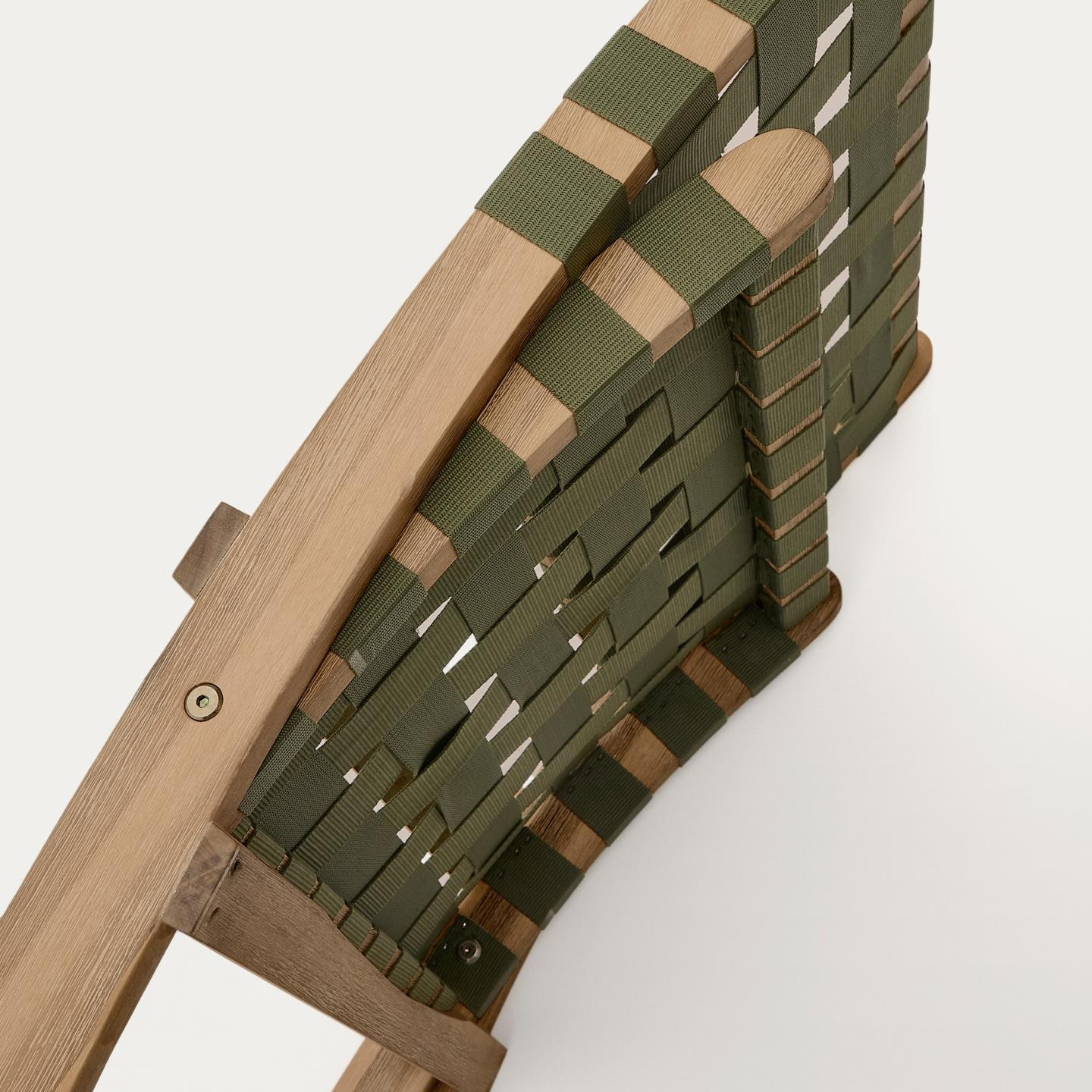 Kave Home Fauteuil 'Chabeli' Acaciahout, kleur Donkergroen