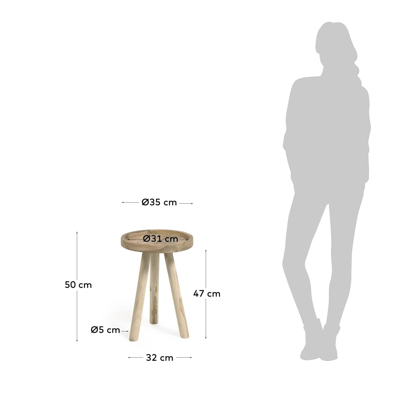 Kave Home Bijzettafel 'Glenda' 35cm, Teakhout
