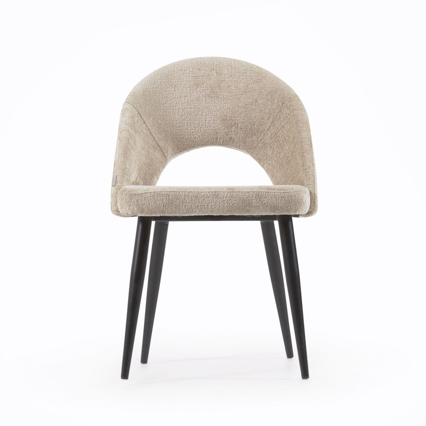 Kave Home Eetkamerstoel 'Mael' Chenille, kleur Beige