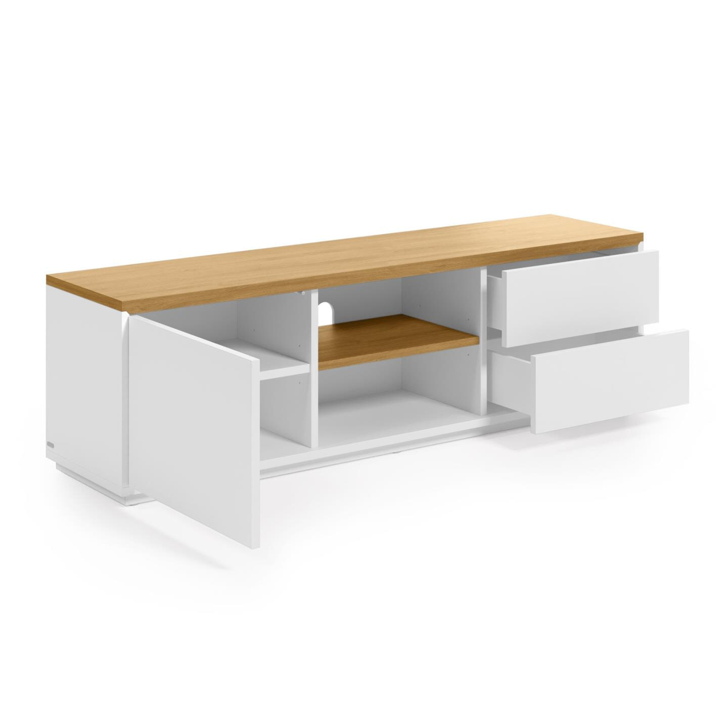 Kave Home TV-meubel 'Abilen' Eiken, 150 x 44cm, kleur Wit