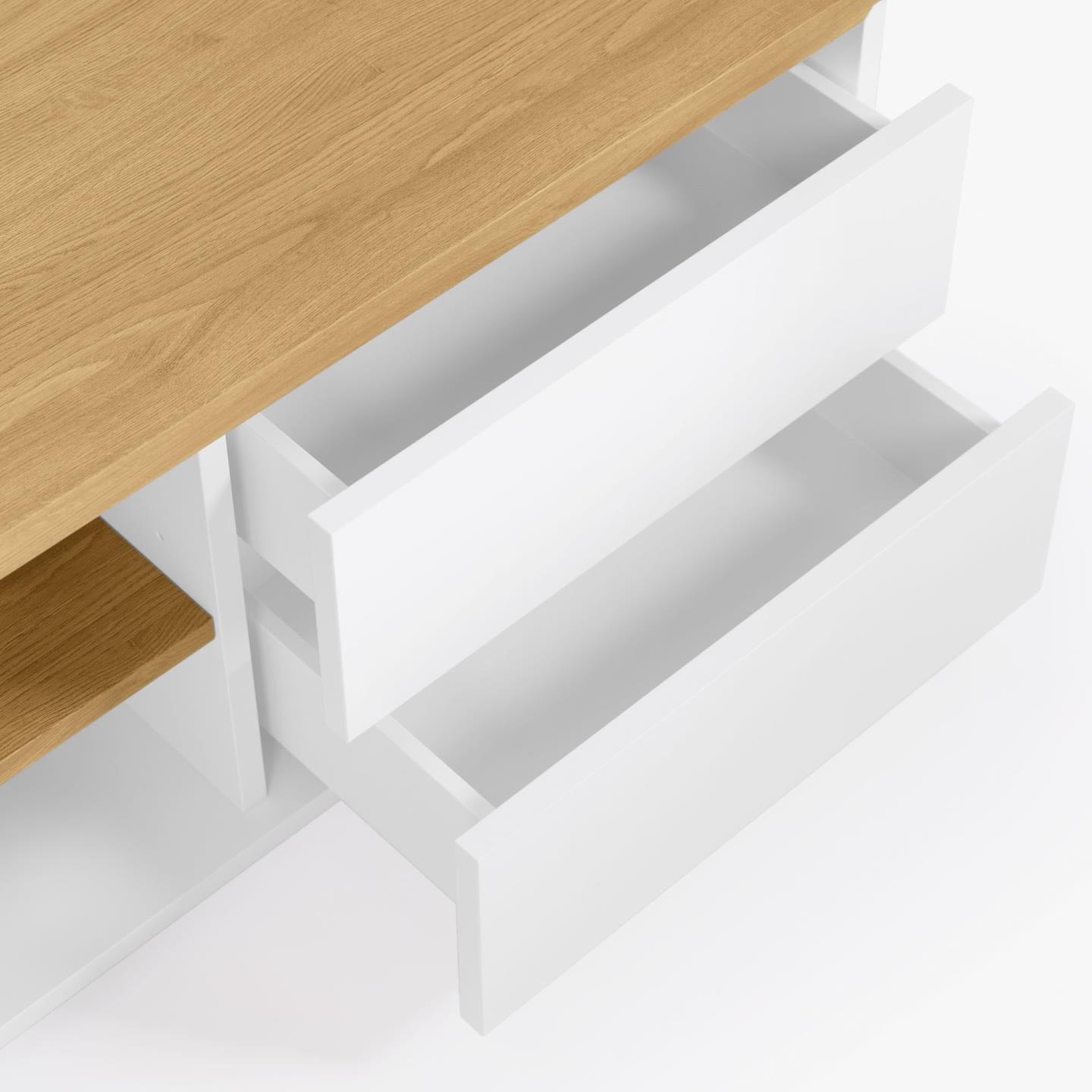 Kave Home TV-meubel 'Abilen' Eiken, 150 x 44cm, kleur Wit