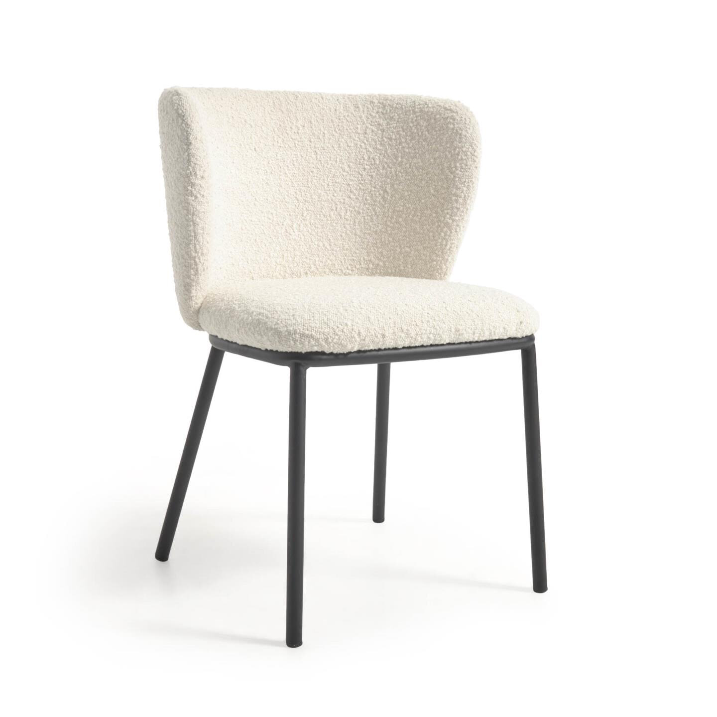 Kave Home Eetkamerstoel 'Ciselia' Bouclé, kleur Wit