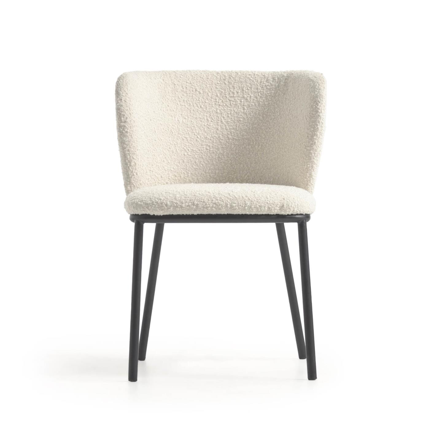 Kave Home Eetkamerstoel 'Ciselia' Bouclé, kleur Wit