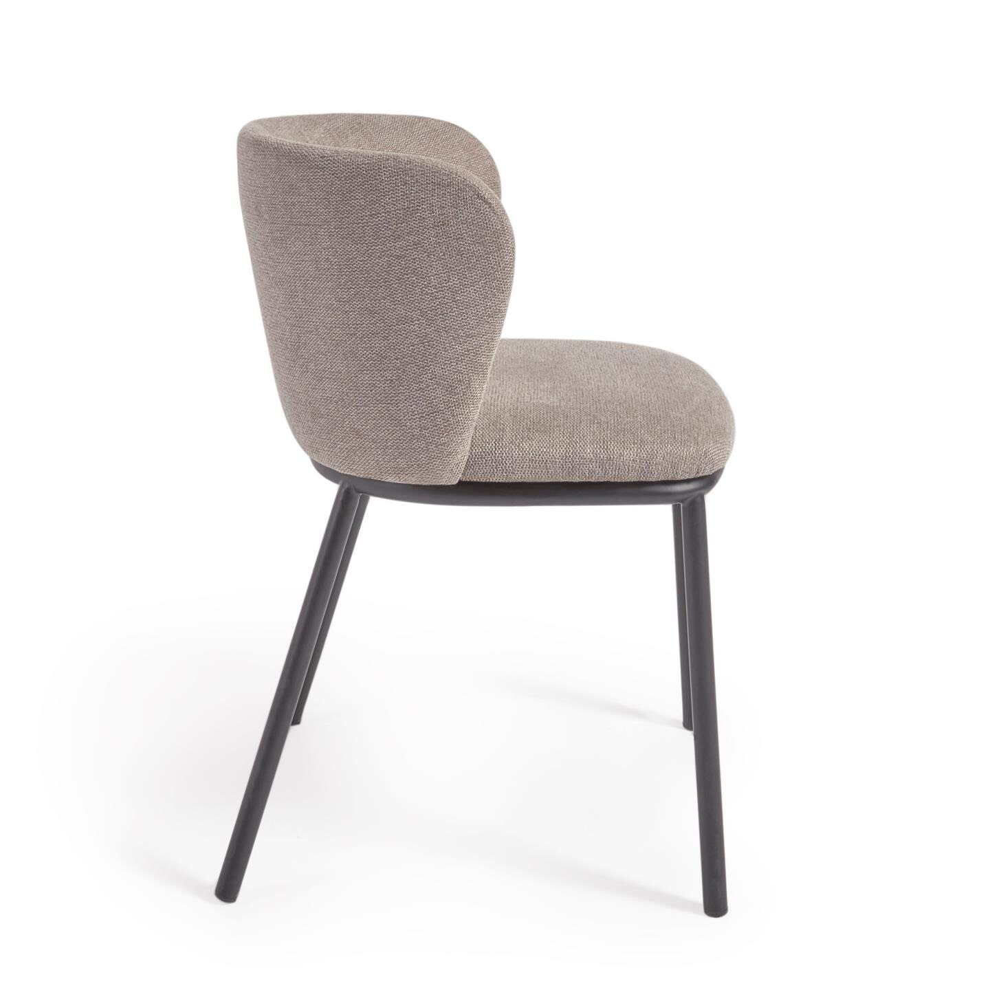 Kave Home Eetkamerstoel 'Ciselia' Chenille, kleur Lichtbruin