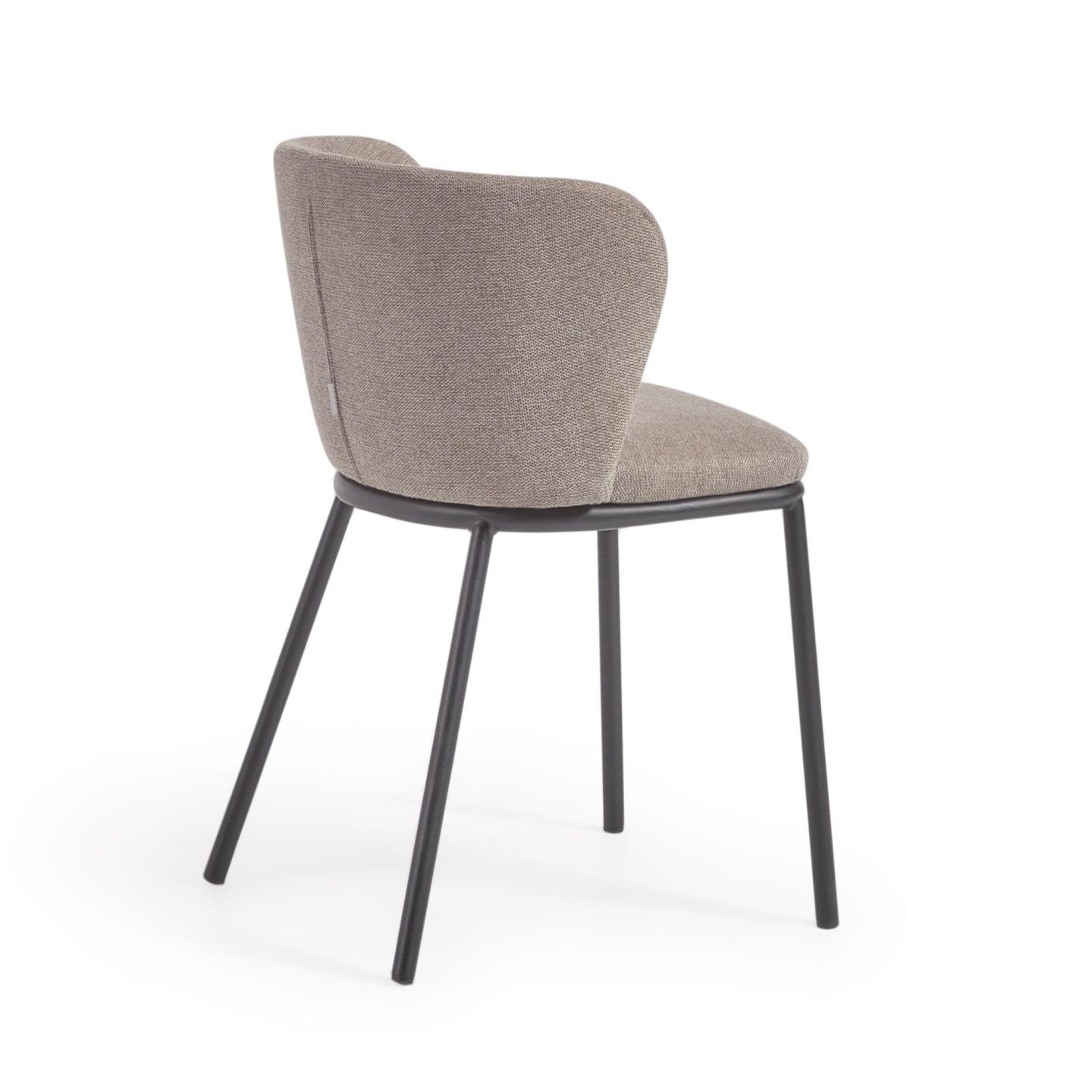 Kave Home Eetkamerstoel 'Ciselia' Chenille, kleur Lichtbruin