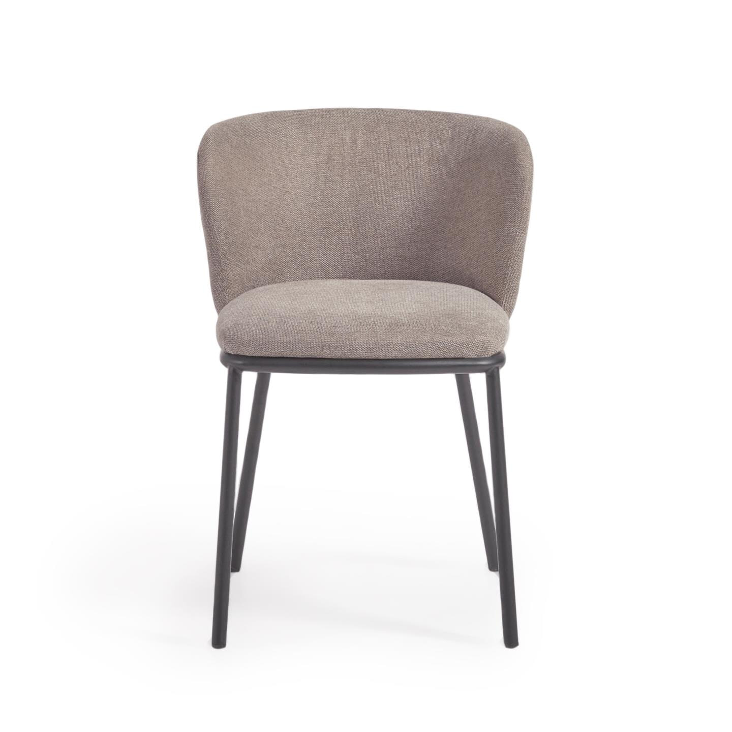 Kave Home Eetkamerstoel 'Ciselia' Chenille, kleur Lichtbruin