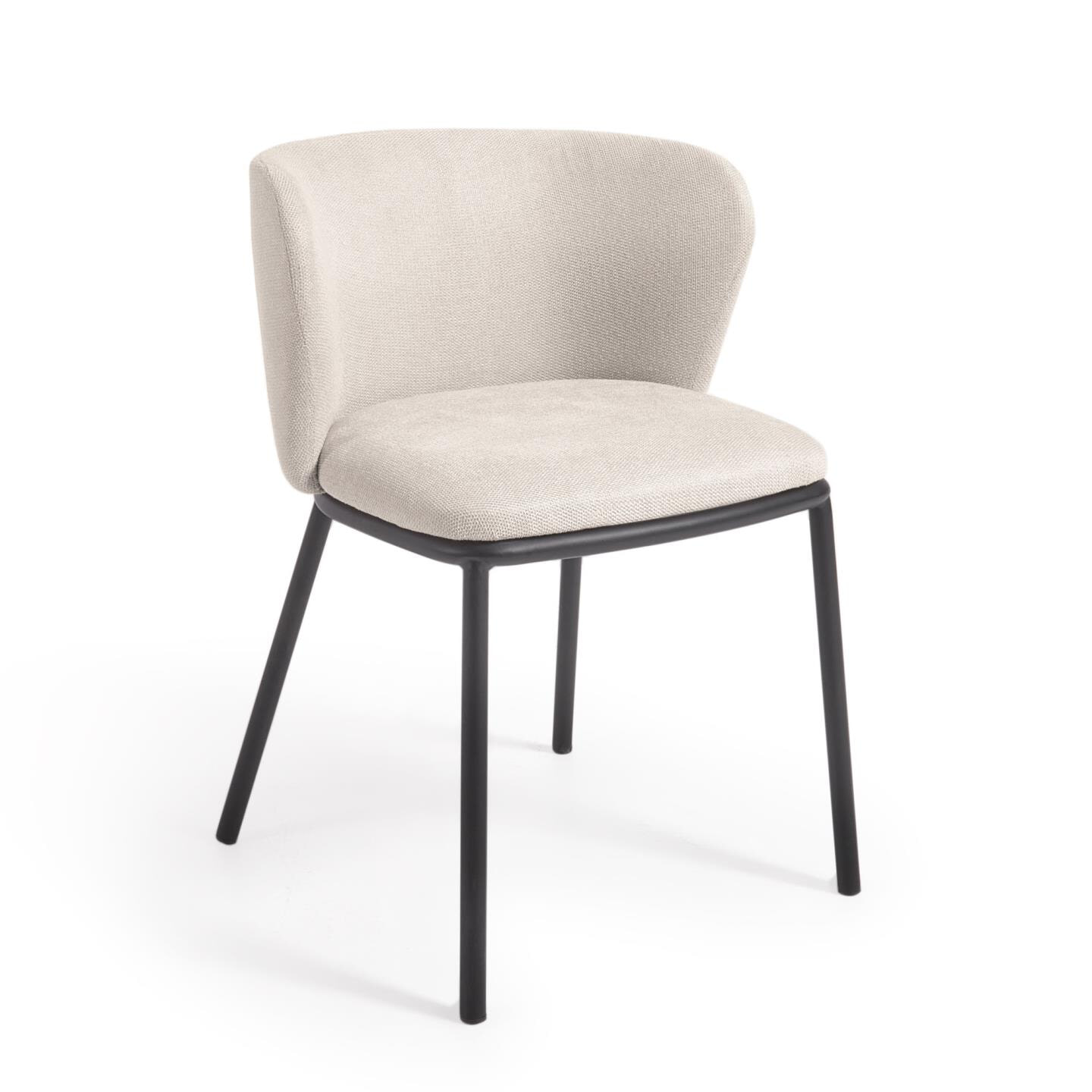 Kave Home Eetkamerstoel 'Ciselia' Chenille, kleur Beige