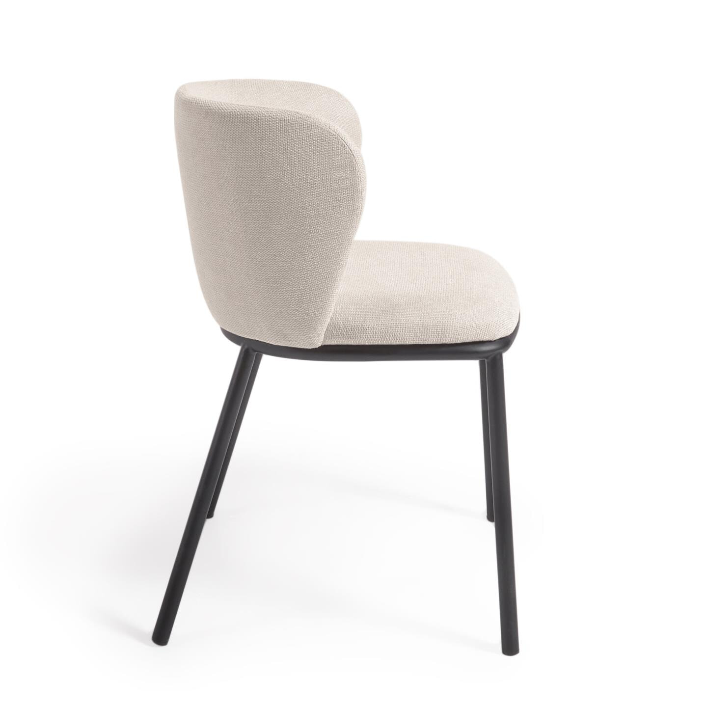 Kave Home Eetkamerstoel 'Ciselia' Chenille, kleur Beige