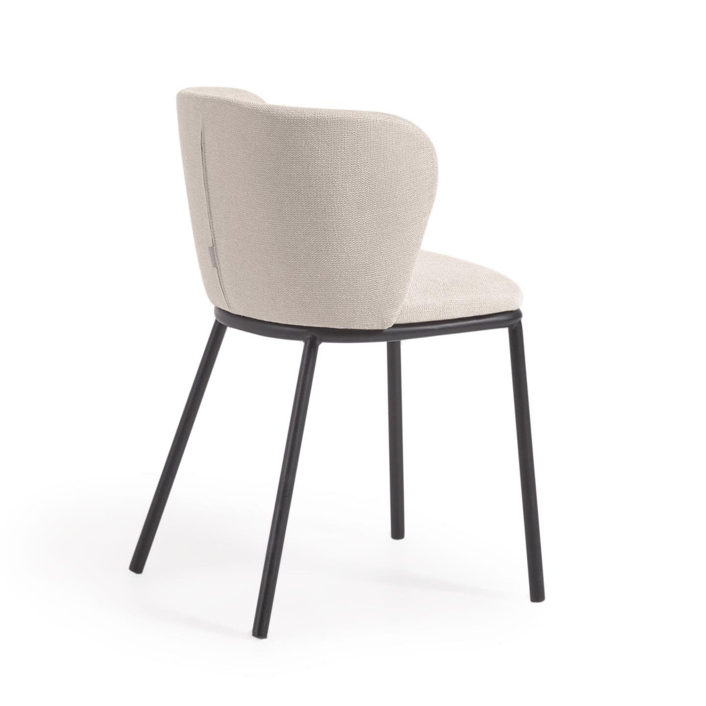 Kave Home Eetkamerstoel 'Ciselia' Chenille, kleur Beige