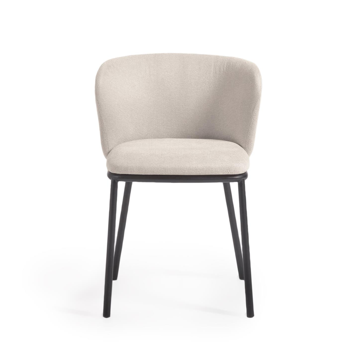 Kave Home Eetkamerstoel 'Ciselia' Chenille, kleur Beige