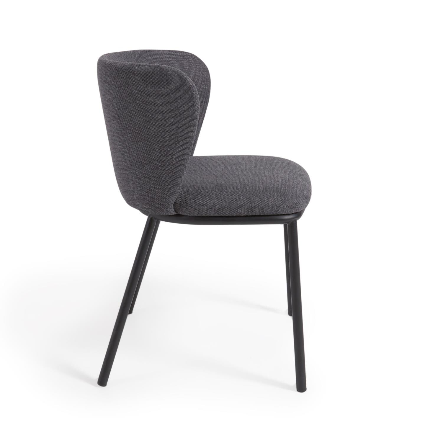 Kave Home Eetkamerstoel 'Ciselia' Chenille, kleur Donkergrijs
