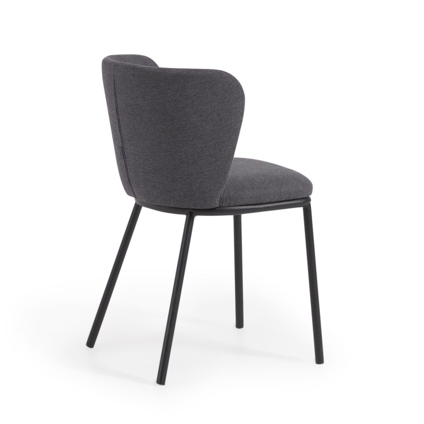 Kave Home Eetkamerstoel 'Ciselia' Chenille, kleur Donkergrijs