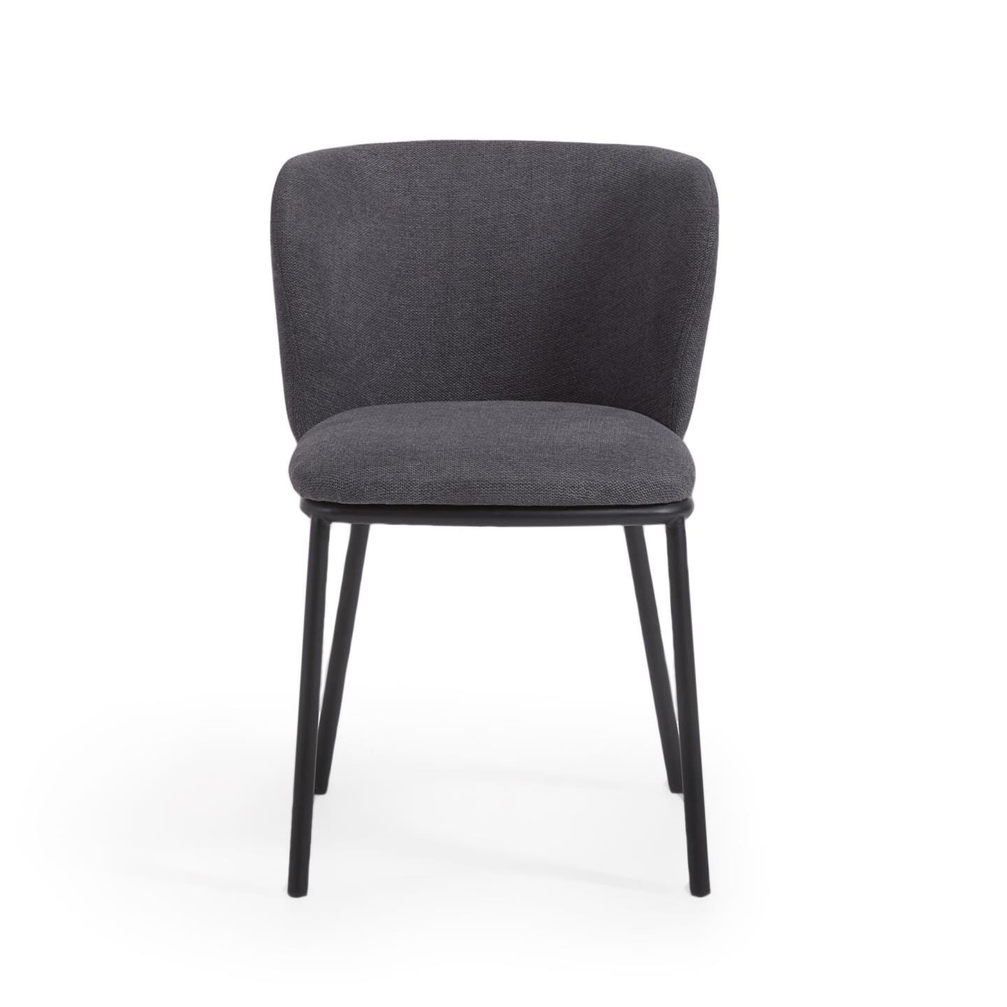 Kave Home Eetkamerstoel 'Ciselia' Chenille, kleur Donkergrijs