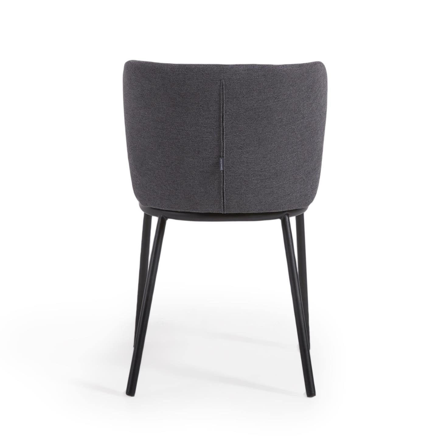 Kave Home Eetkamerstoel 'Ciselia' Chenille, kleur Donkergrijs