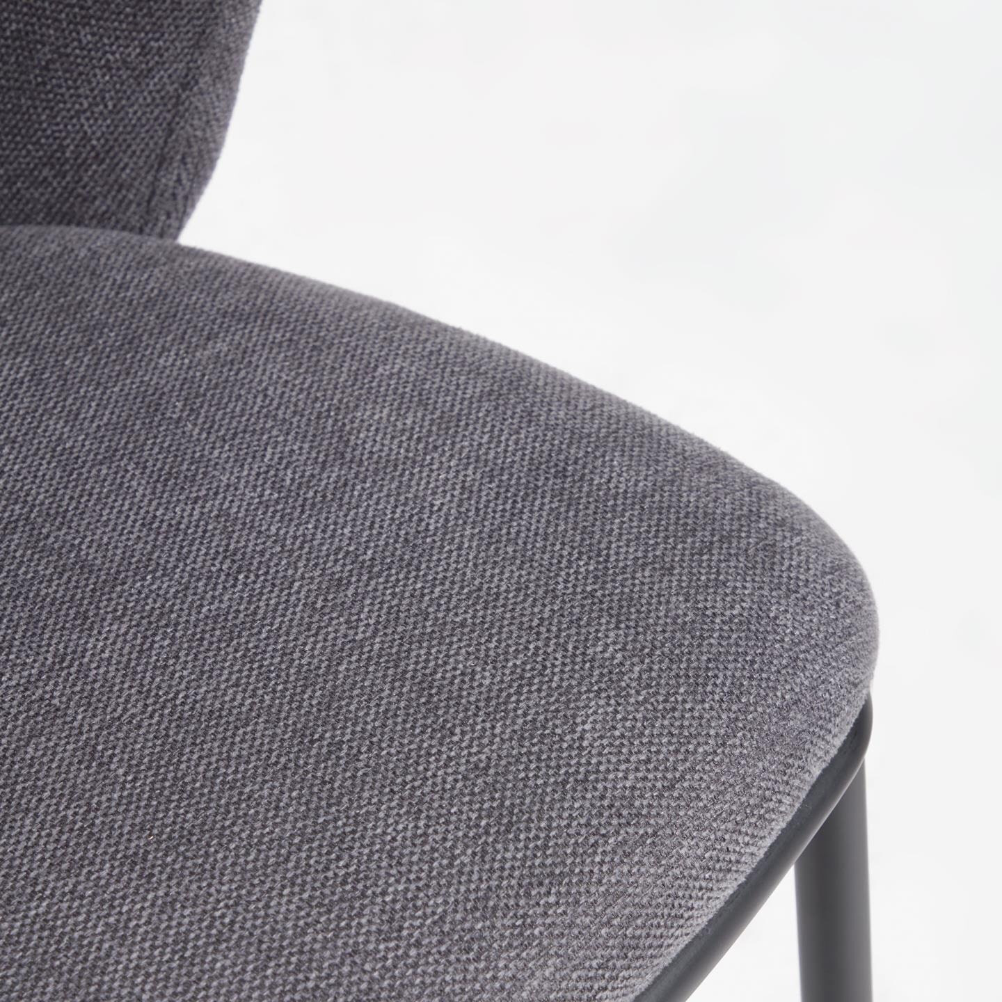 Kave Home Eetkamerstoel 'Ciselia' Chenille, kleur Donkergrijs