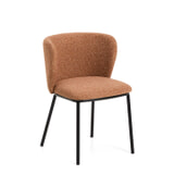Kave Home Eetkamerstoel 'Ciselia' Chenille, kleur Terracotta/Zwart