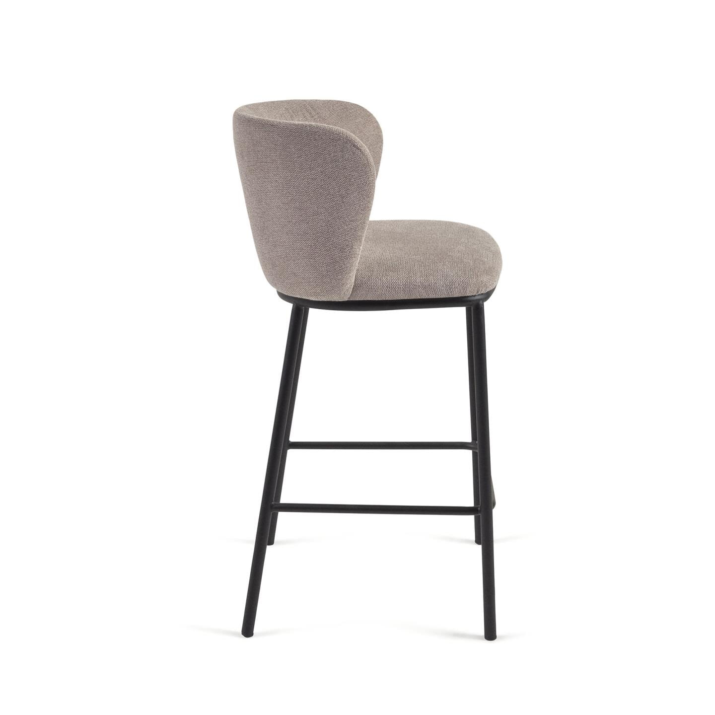 Kave Home Barstoel 'Ciselia' Chenille (zithoogte 65cm), kleur lichtbruin