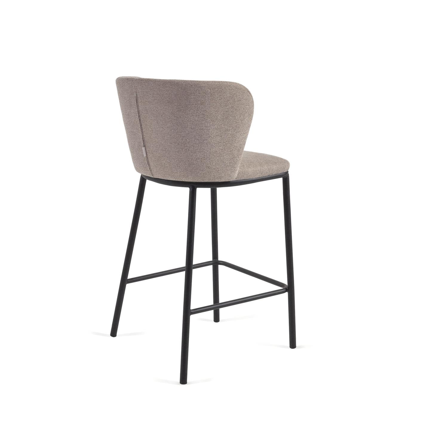 Kave Home Barstoel 'Ciselia' Chenille (zithoogte 65cm), kleur lichtbruin