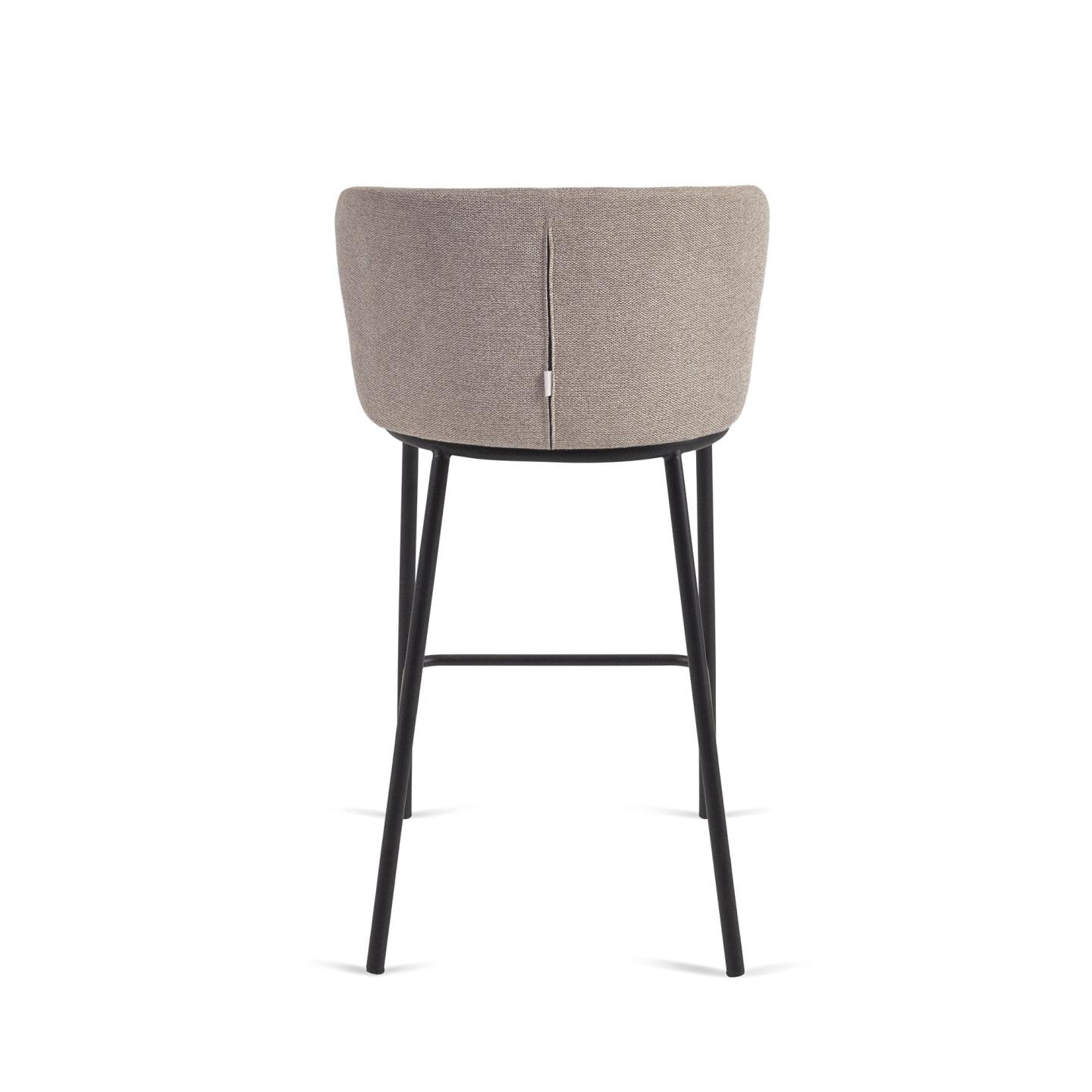 Kave Home Barstoel 'Ciselia' Chenille (zithoogte 65cm), kleur lichtbruin