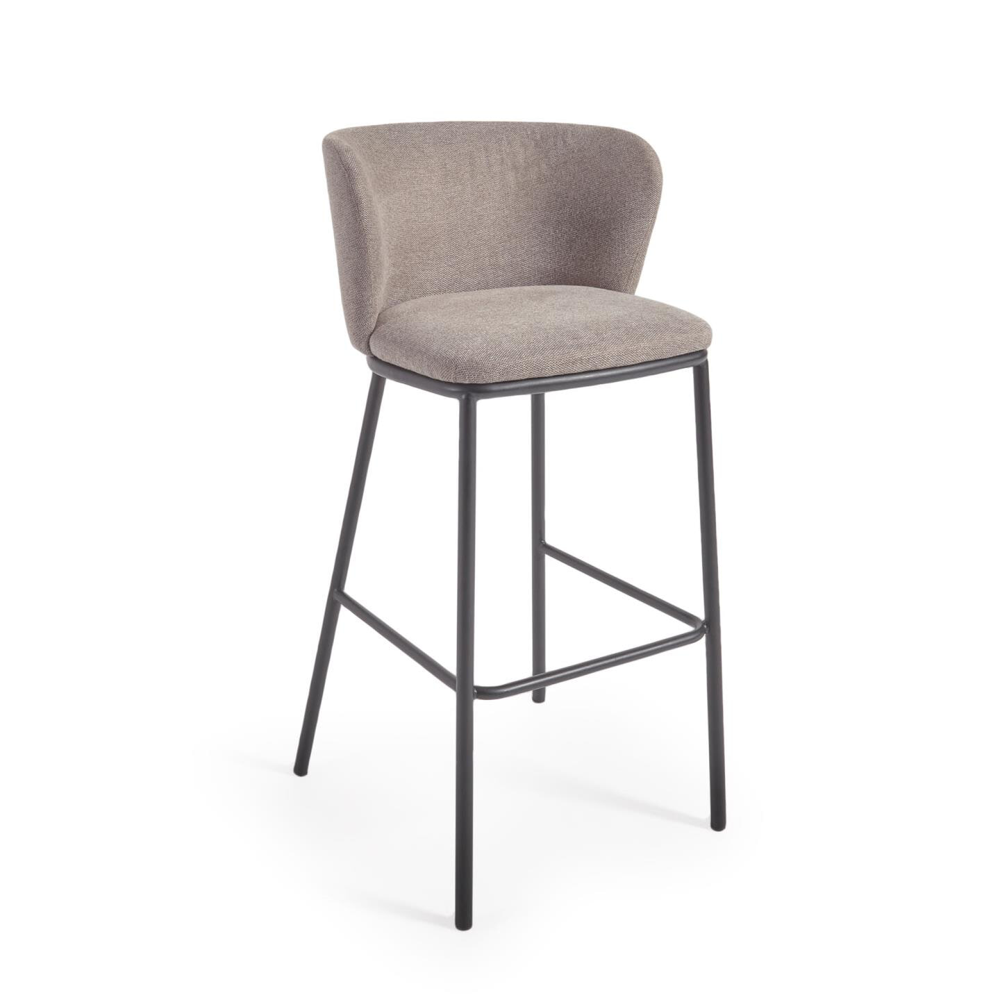 Kave Home Barkruk Ciselia Chenille - Lichtbruin (zithoogte 75cm)