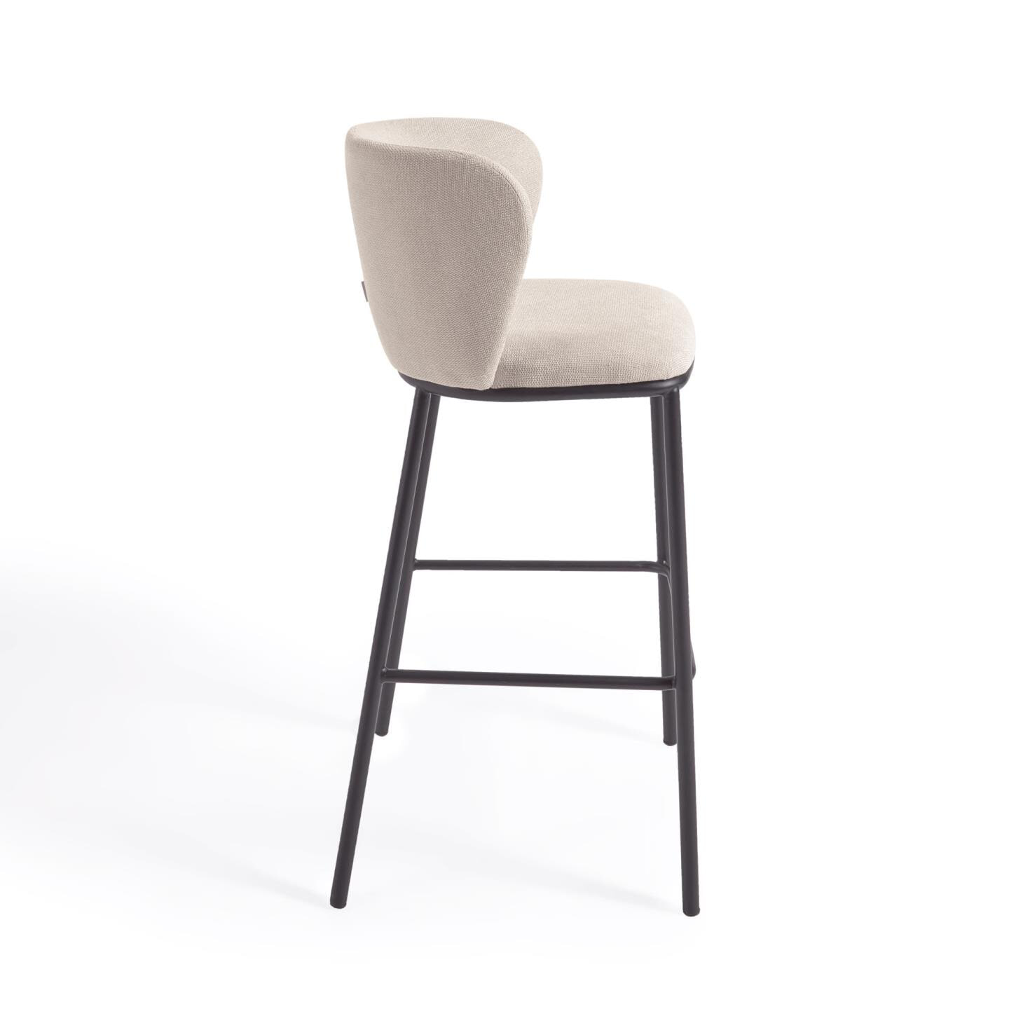 Kave Home Barkruk 'Ciselia' Chenille, kleur Beige (zithoogte 75cm)