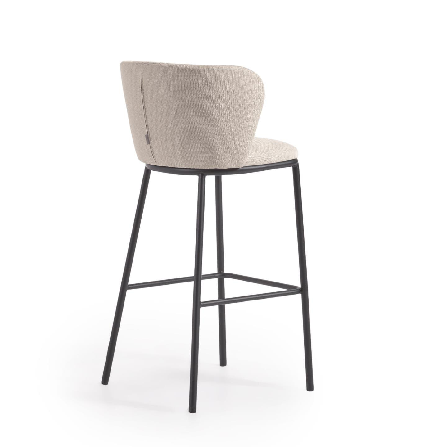 Kave Home Barkruk 'Ciselia' Chenille, kleur Beige (zithoogte 75cm)