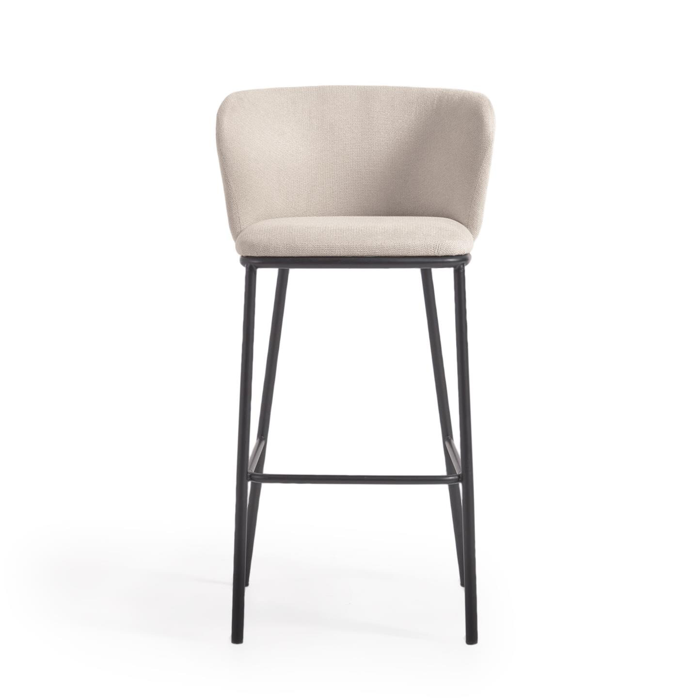 Kave Home Barkruk 'Ciselia' Chenille, kleur Beige (zithoogte 75cm)