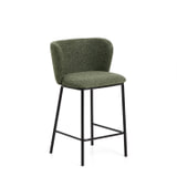 Kave Home Barstoel 'Ciselia' Chenille, kleur Groen/Zwart (zithoogte 65cm)