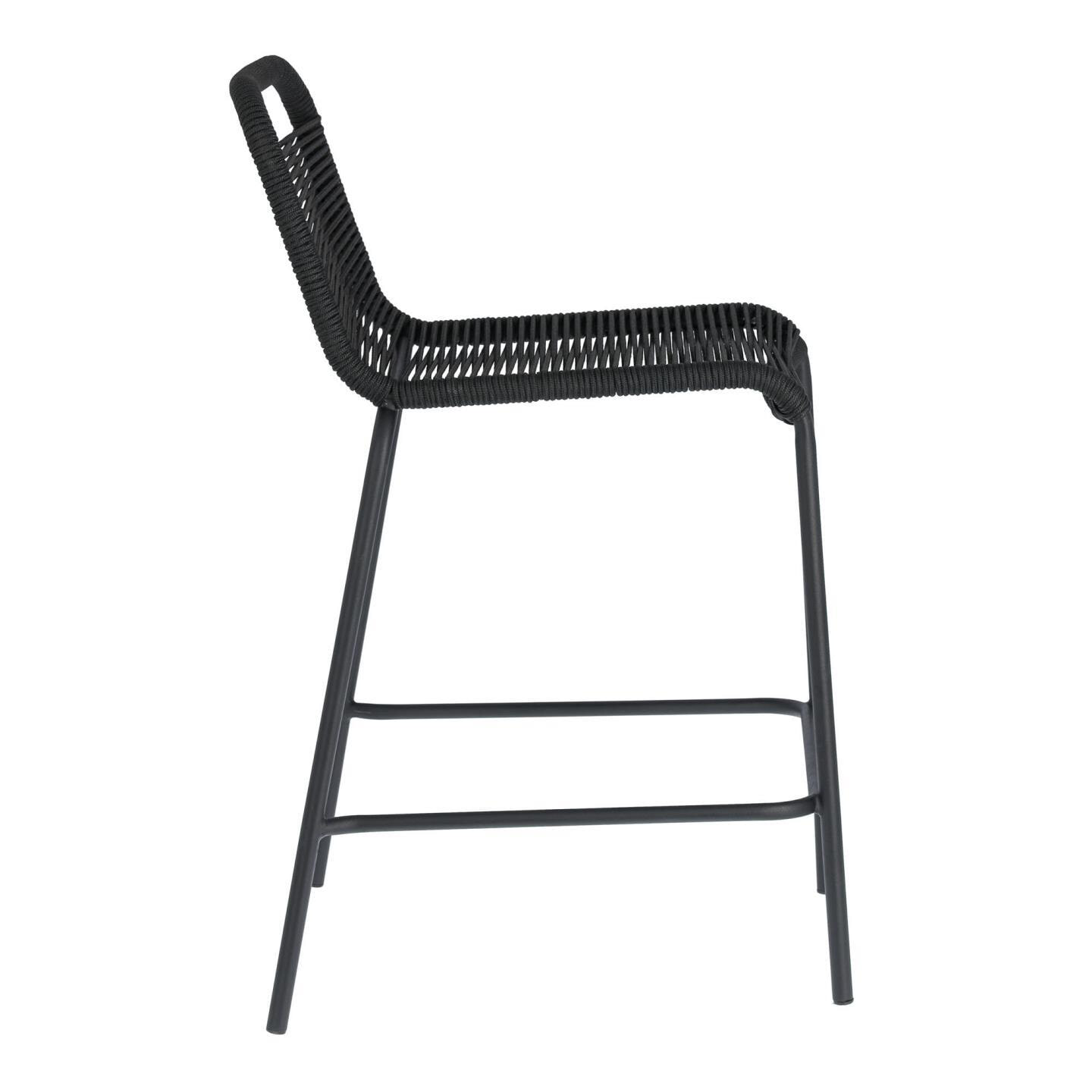 Kave Home Outdoor Barkruk 'Lambton' kleur Zwart (zithoogte 62cm)
