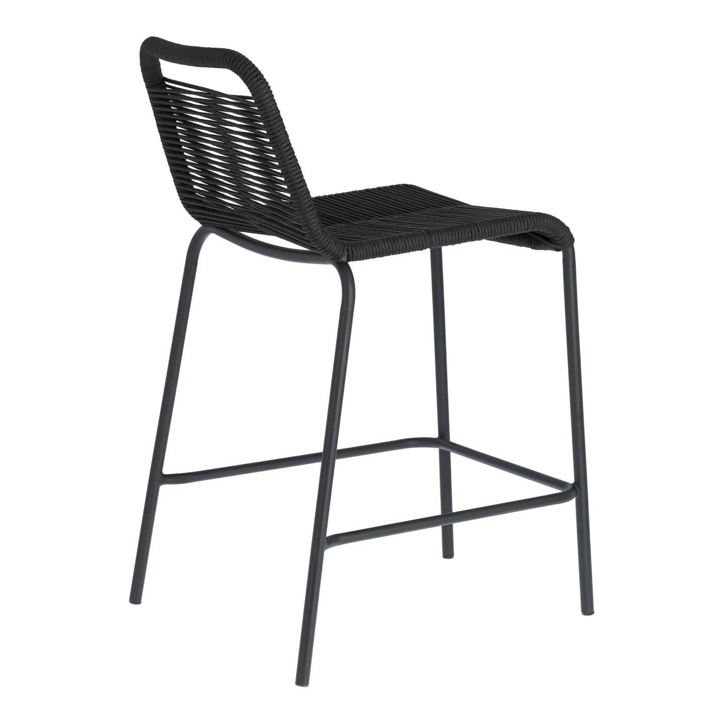 Kave Home Outdoor Barkruk 'Lambton' kleur Zwart (zithoogte 62cm)