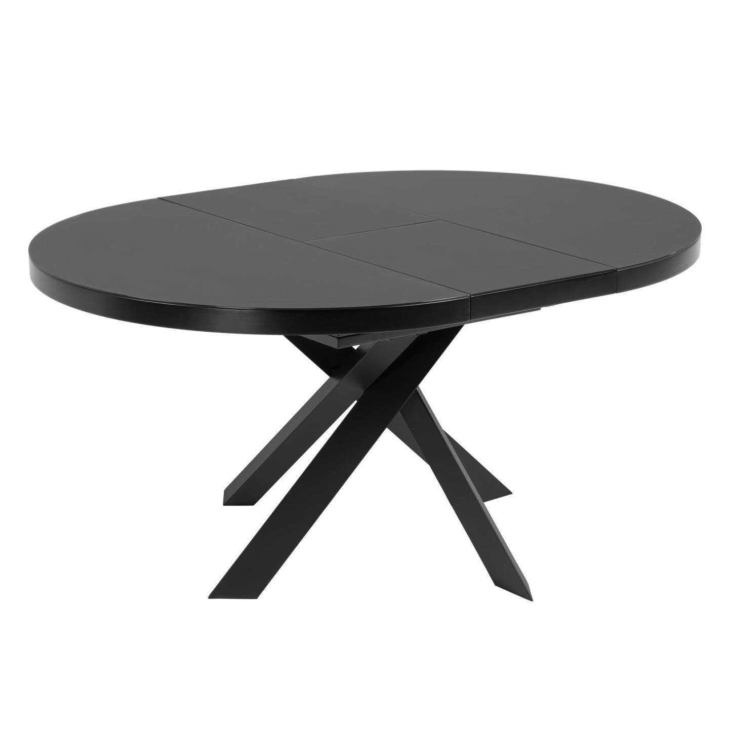 Kave Home Uitschuifbare Ronde Eettafel 'Vashti' 120-160 x 120cm, kleur zwart