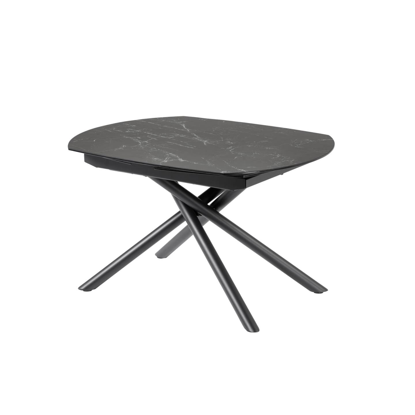 Kave Home Uitschuifbare Eettafel 'Yodalia' Zwart keramiek met marmerlook, 130-190 x 100cm