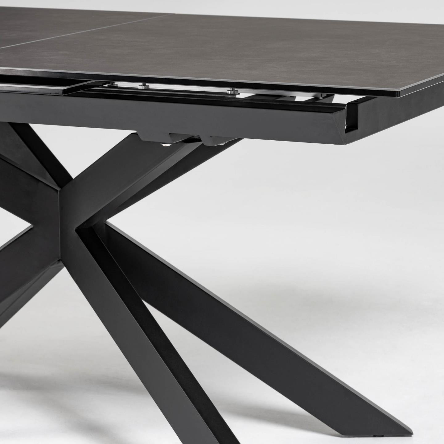 Kave Home Uitschuifbare Eettafel 'Atminda' Keramiek, 160-210 x 90cm, kleur zwart