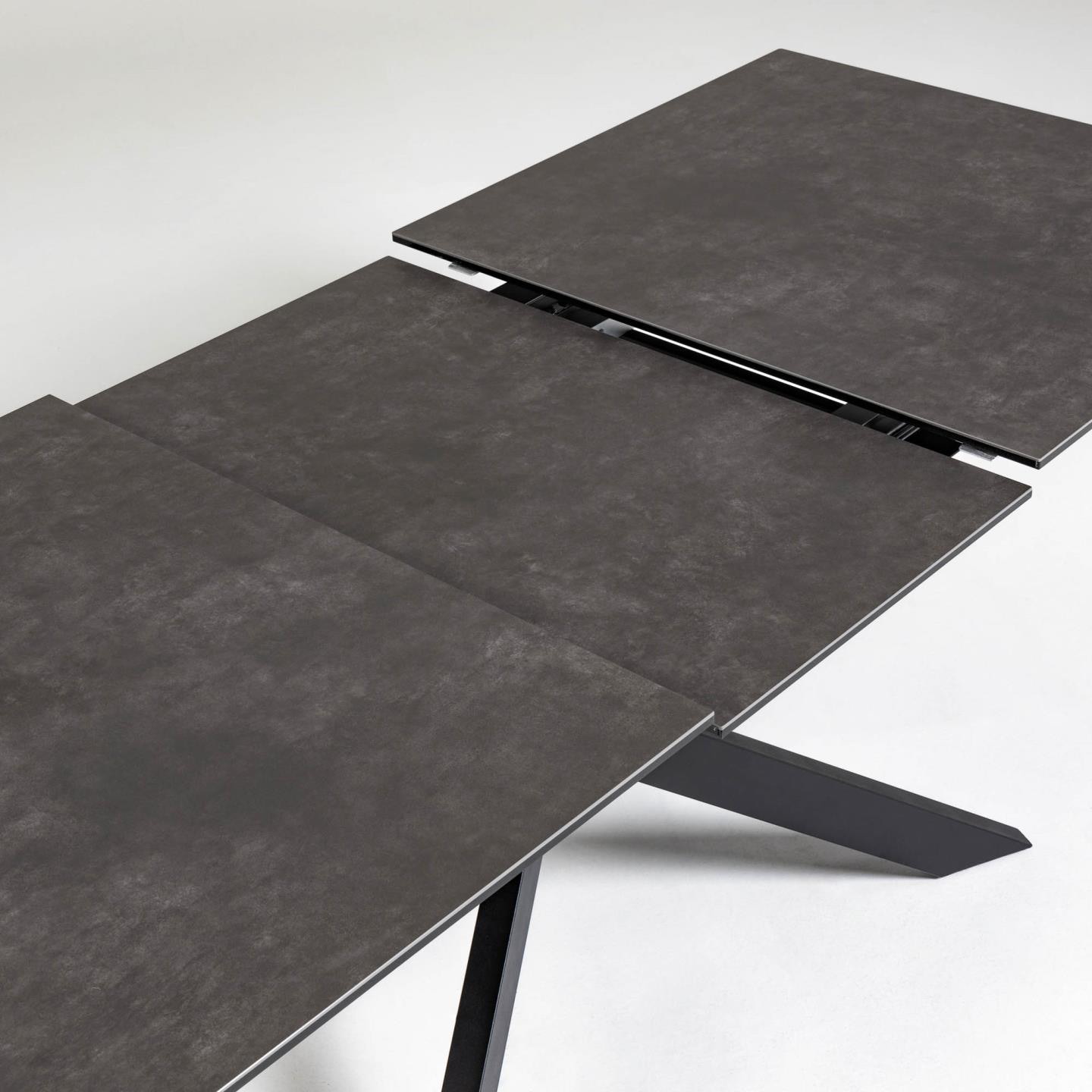 Kave Home Uitschuifbare Eettafel 'Atminda' Keramiek, 160-210 x 90cm, kleur zwart