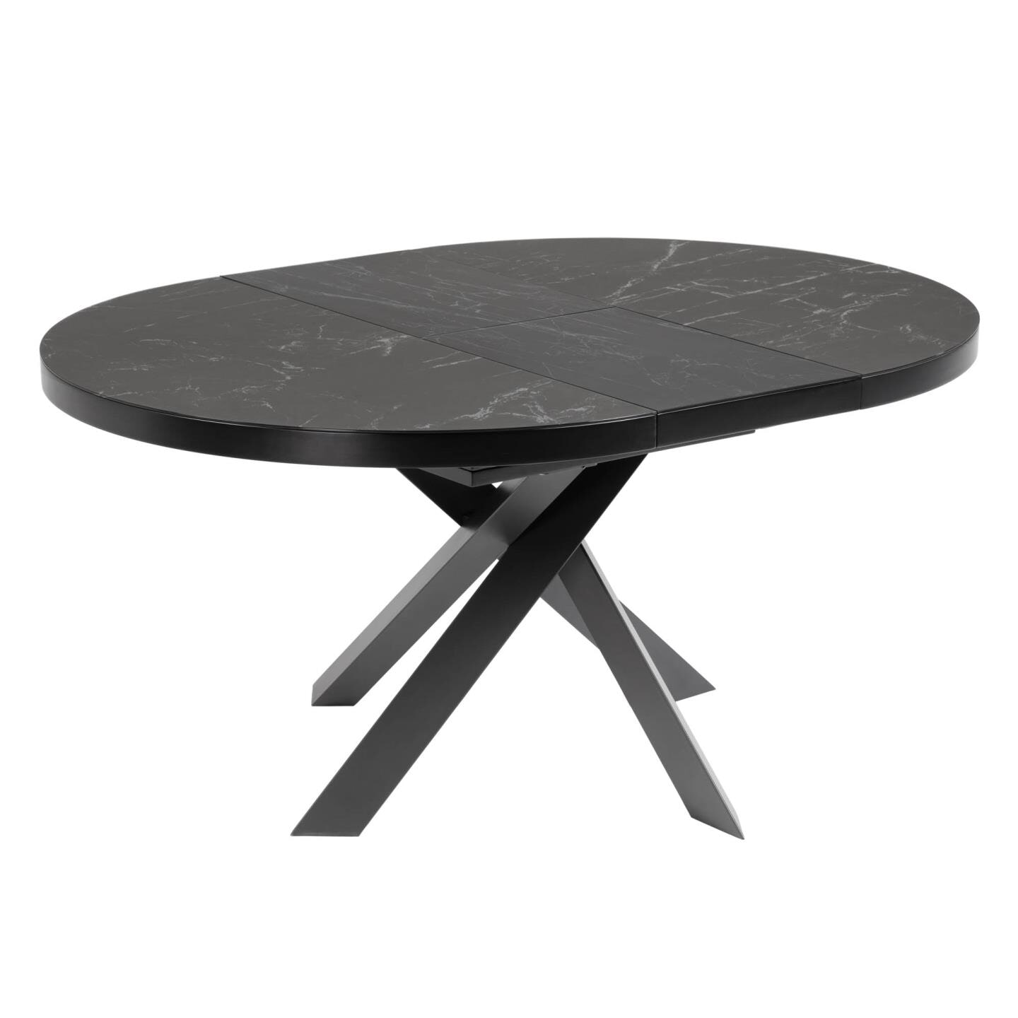Kave Home Uitschuifbare Ronde Eettafel 'Vashti' 120-160 x 120cm, kleur Zwart Marmer