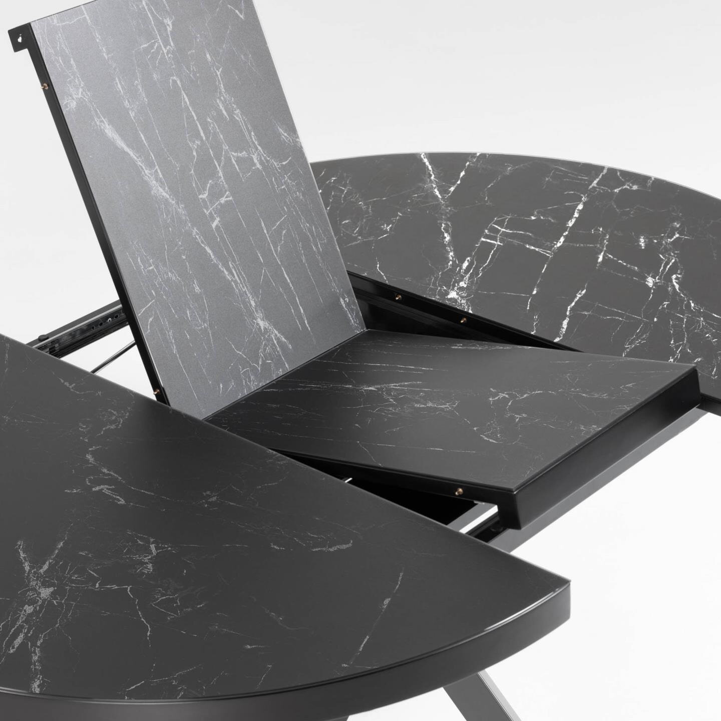 Kave Home Uitschuifbare Ronde Eettafel 'Vashti' 120-160 x 120cm, kleur Zwart Marmer