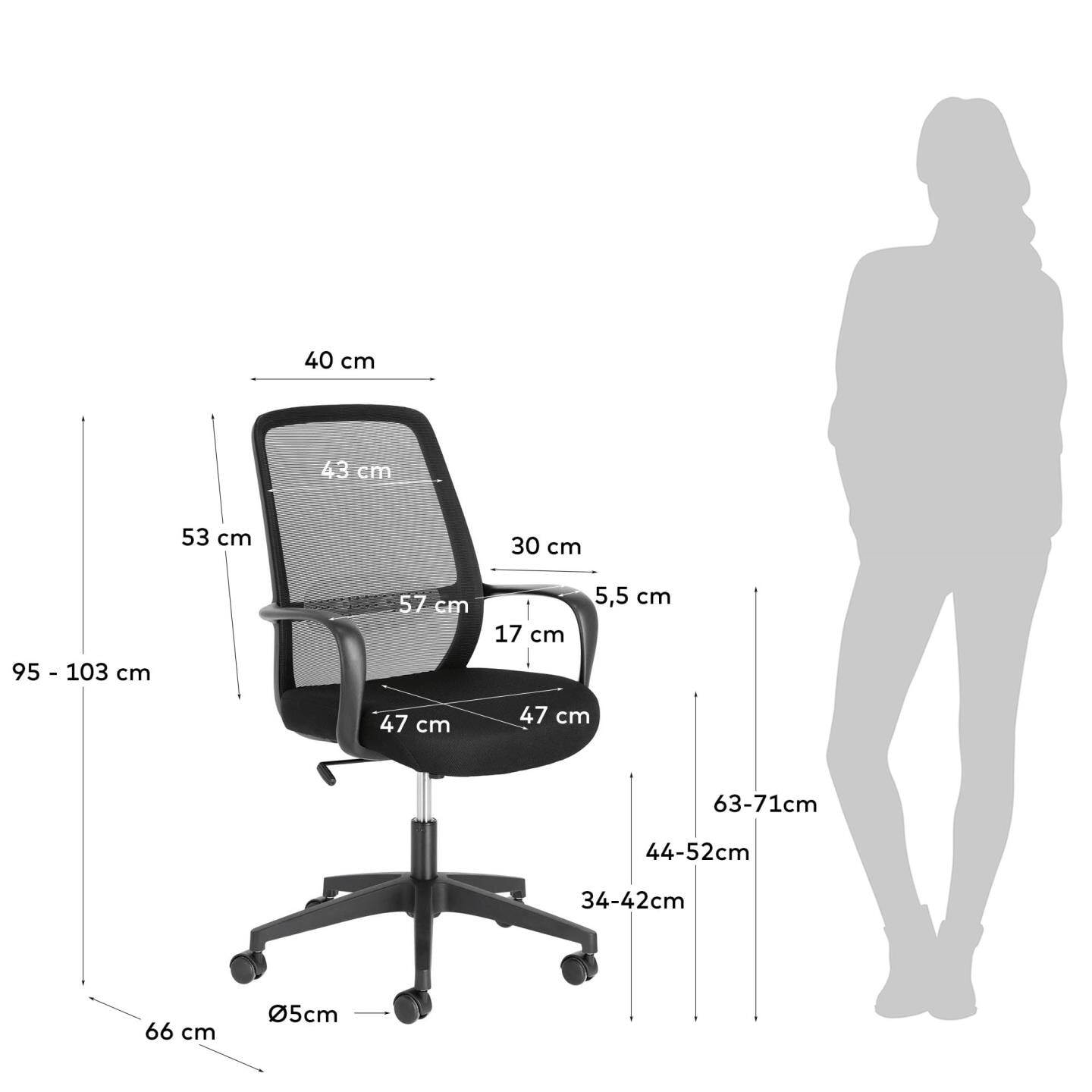 Kave Home Bureaustoel 'Melva', kleur Zwart