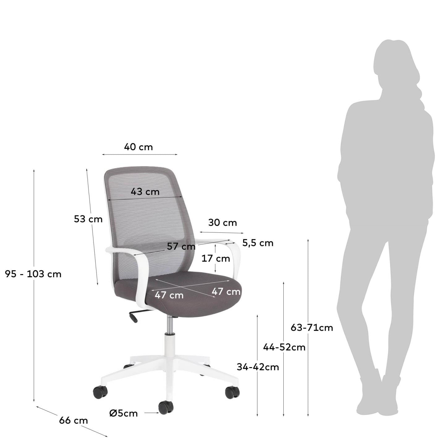 Kave Home Bureaustoel 'Melva', kleur Grijs