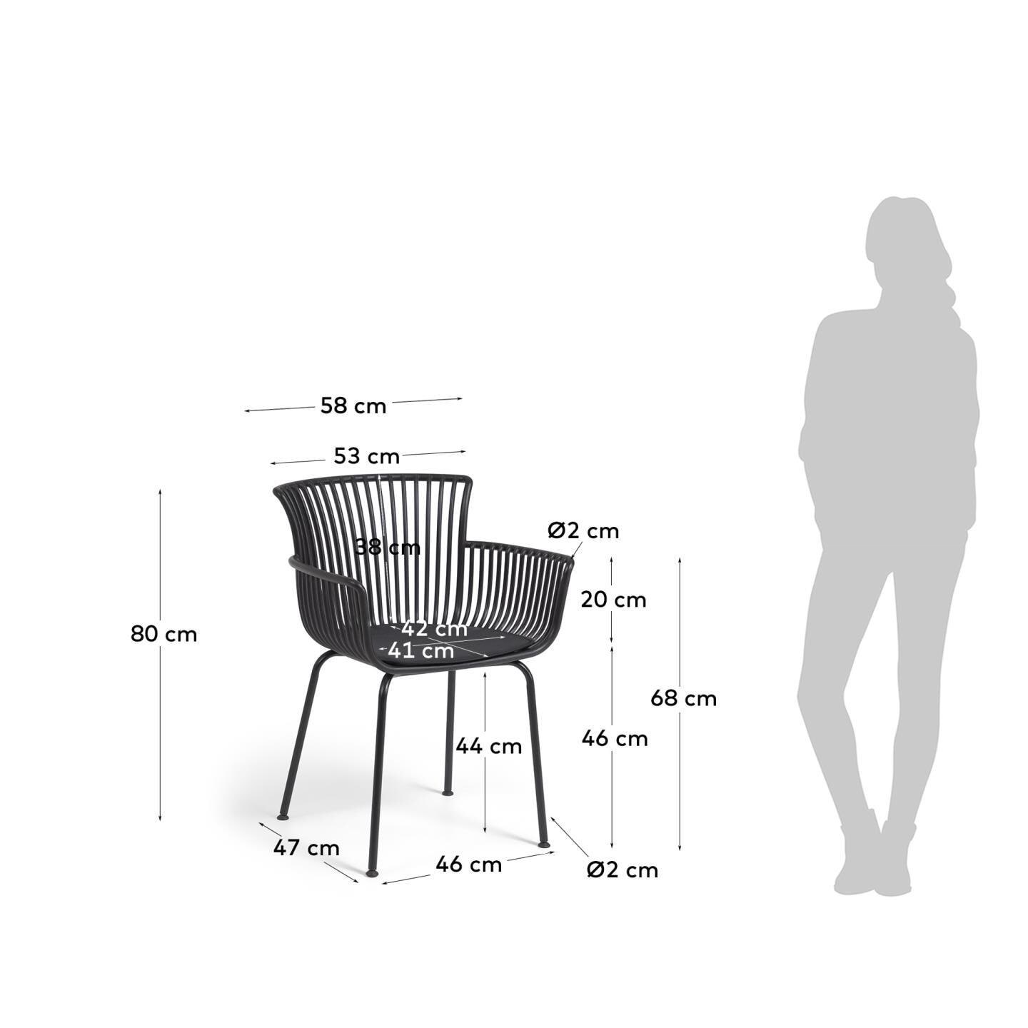 Kave Home Tuinstoel 'Surpika', kleur Zwart