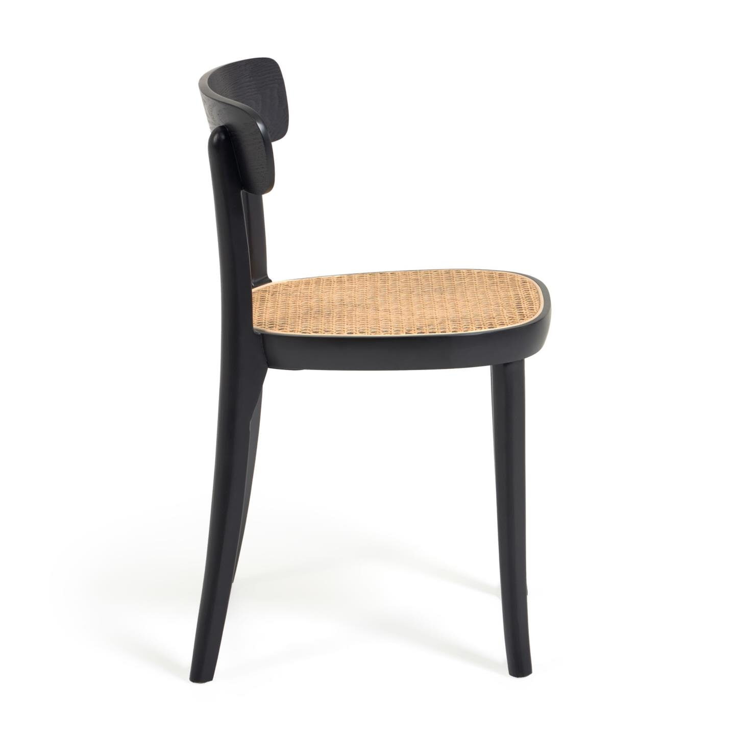 Kave Home Eetkamerstoel 'Romane' Rotan / Webbing, kleur Zwart