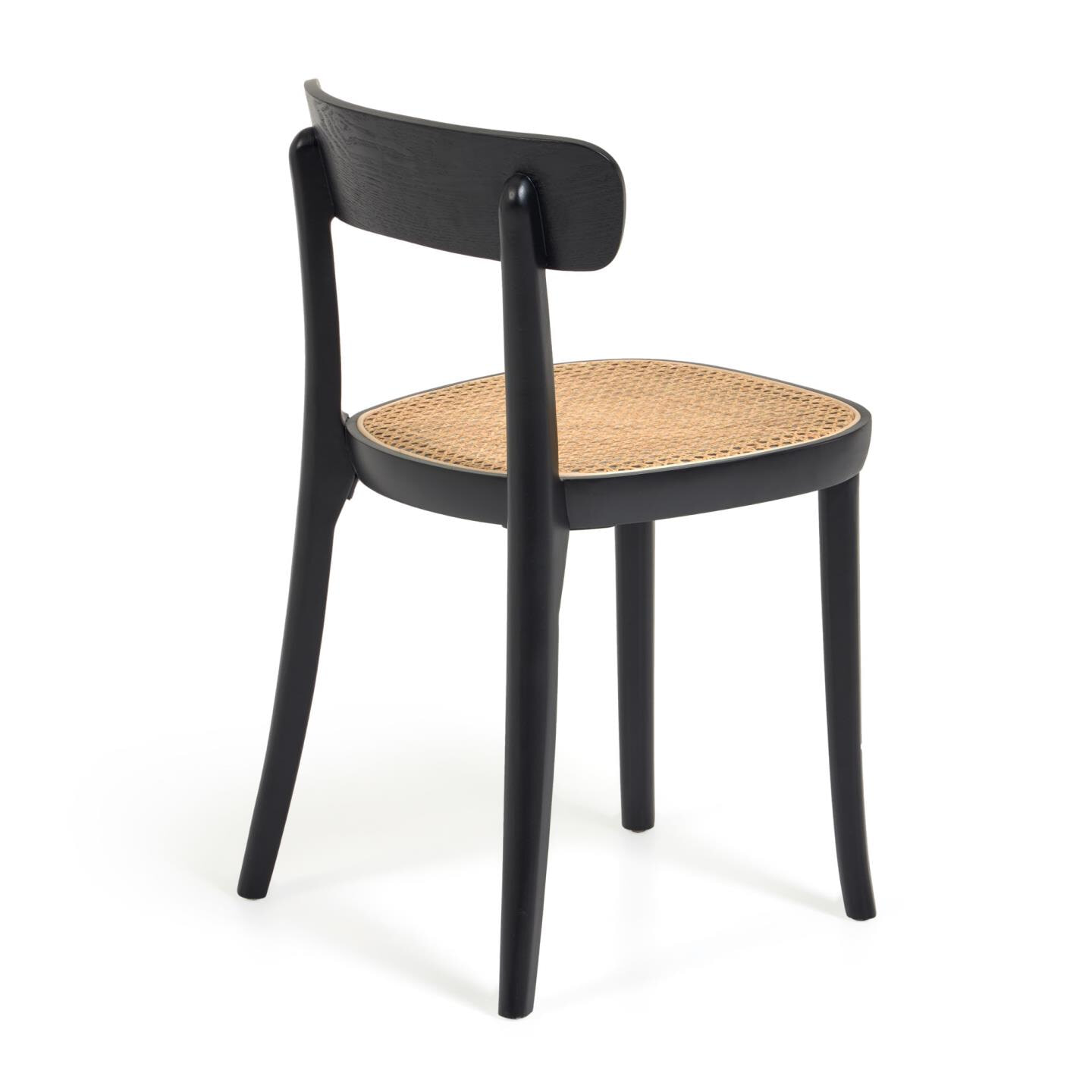 Kave Home Eetkamerstoel 'Romane' Rotan / Webbing, kleur Zwart