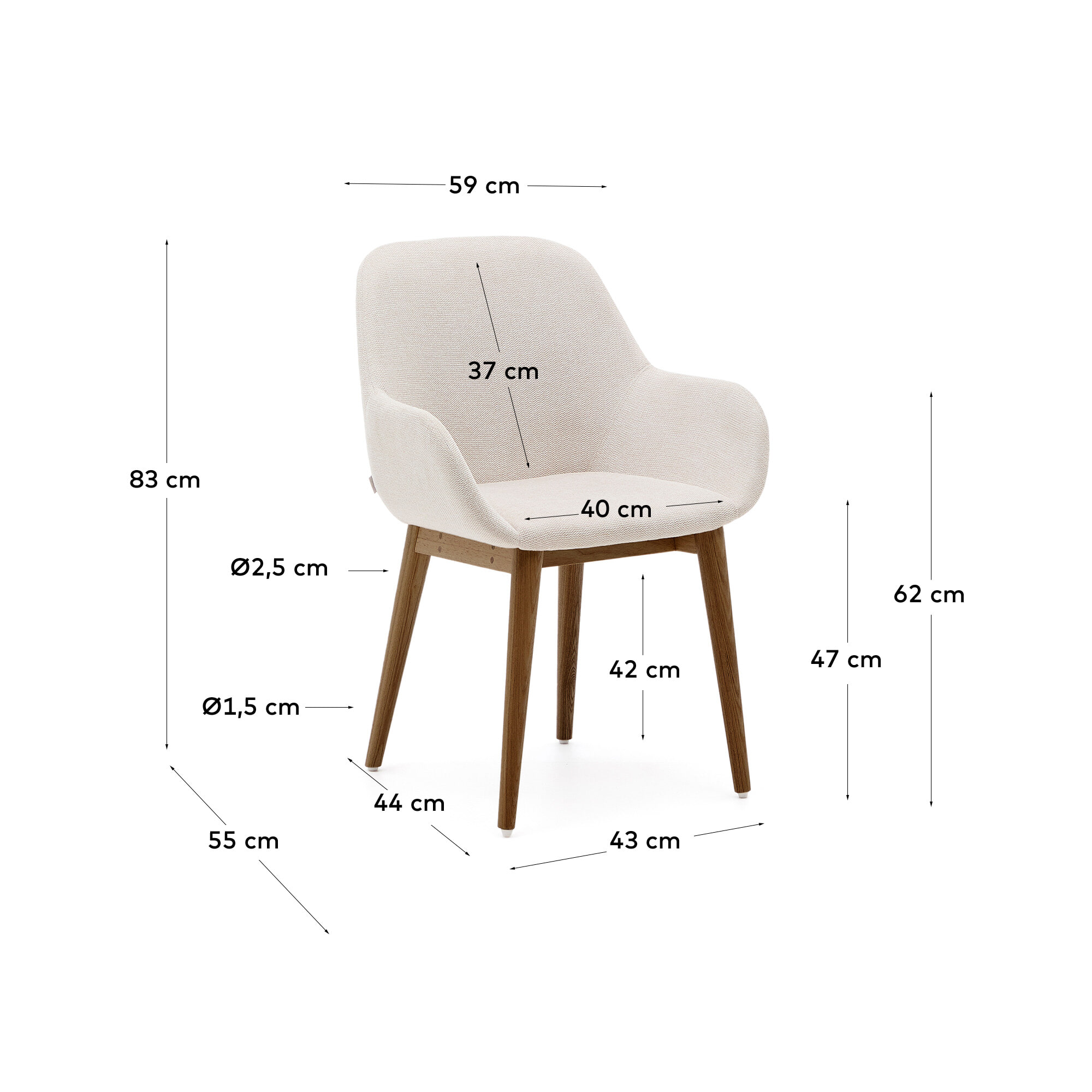 Kave Home Eetkamerstoel 'Konna' kleur Beige