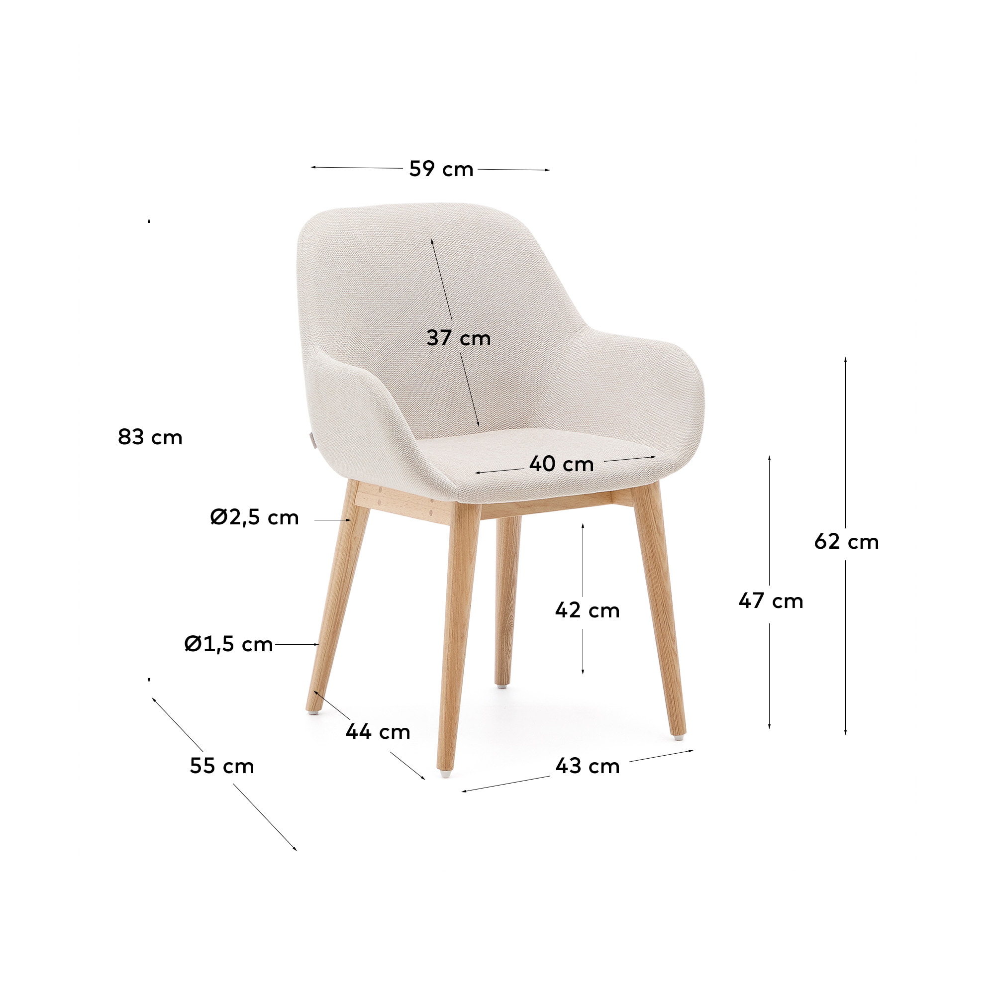 Kave Home Eetkamerstoel 'Konna' kleur Beige/Naturel