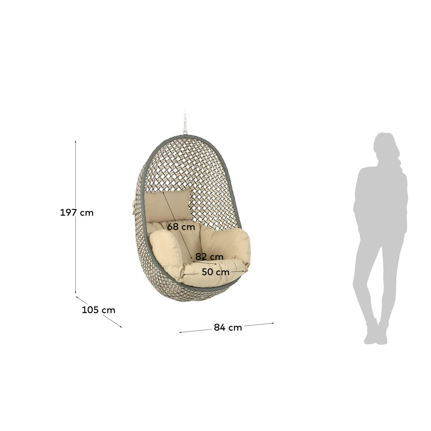 Kave Home Hangstoel 'Cira', kleur Groen