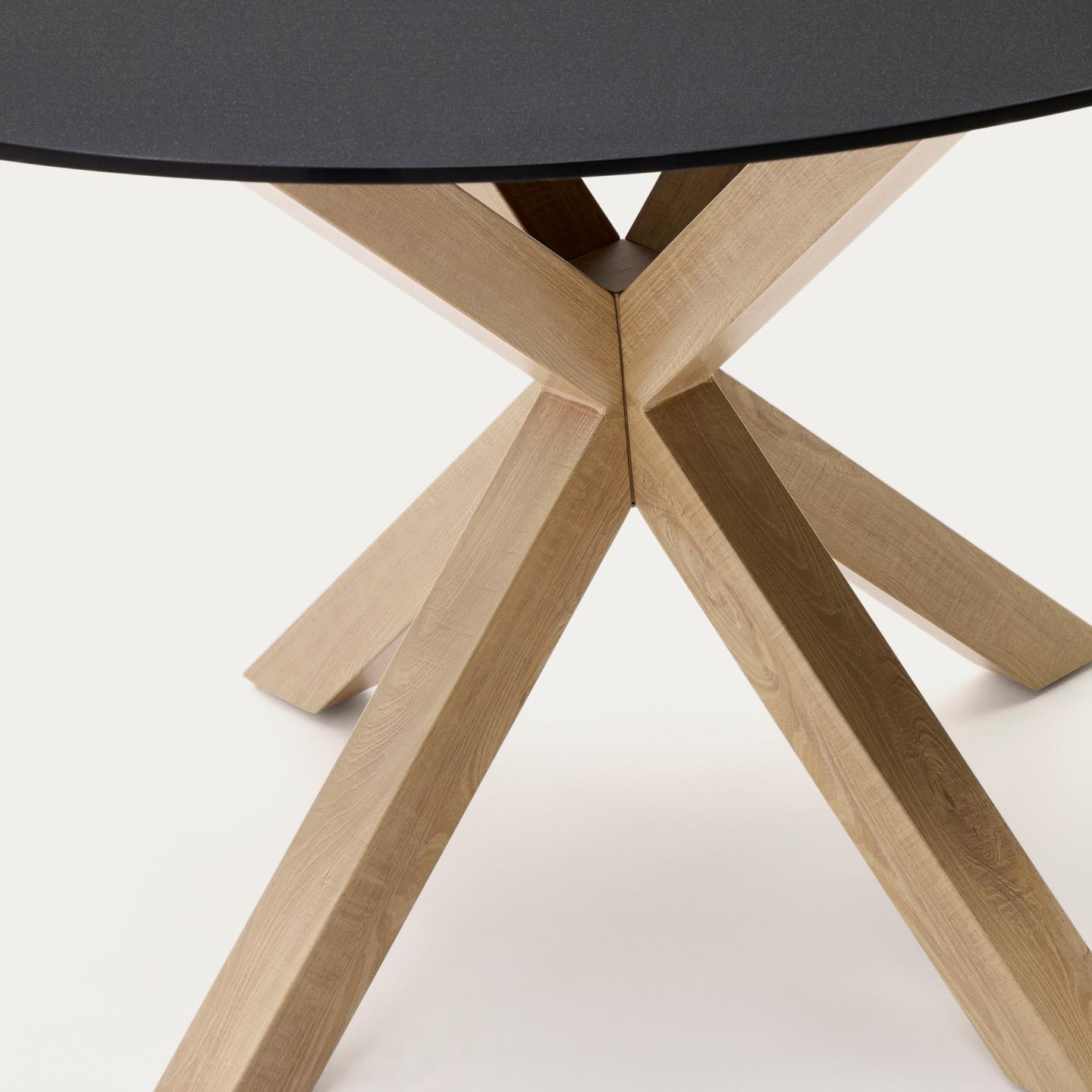 Kave Home Ronde Eettafel 'Argo' Glas en houtlook, 120cm, kleur Zwart