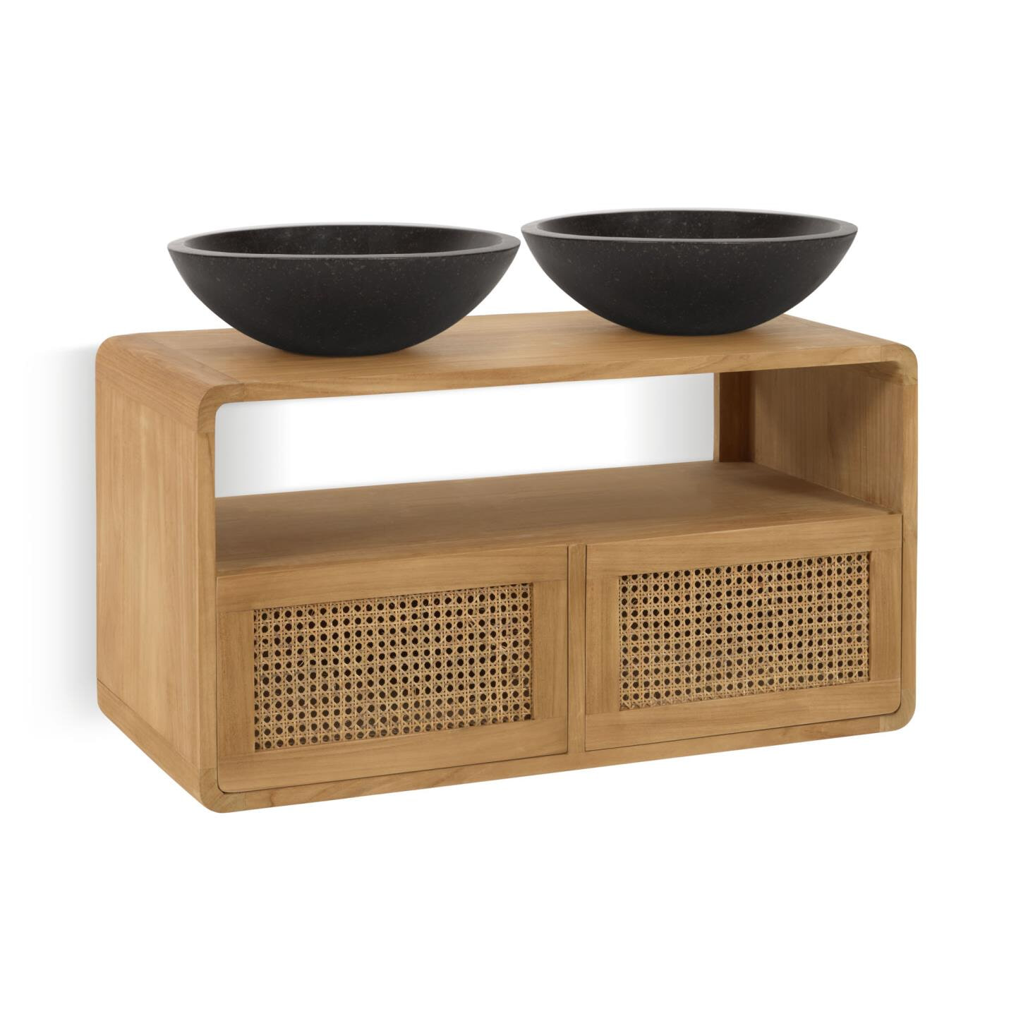 Kave Home Badkamermeubel 'Sabiela' Teak, 86 x 45 cm (excl. waskom)