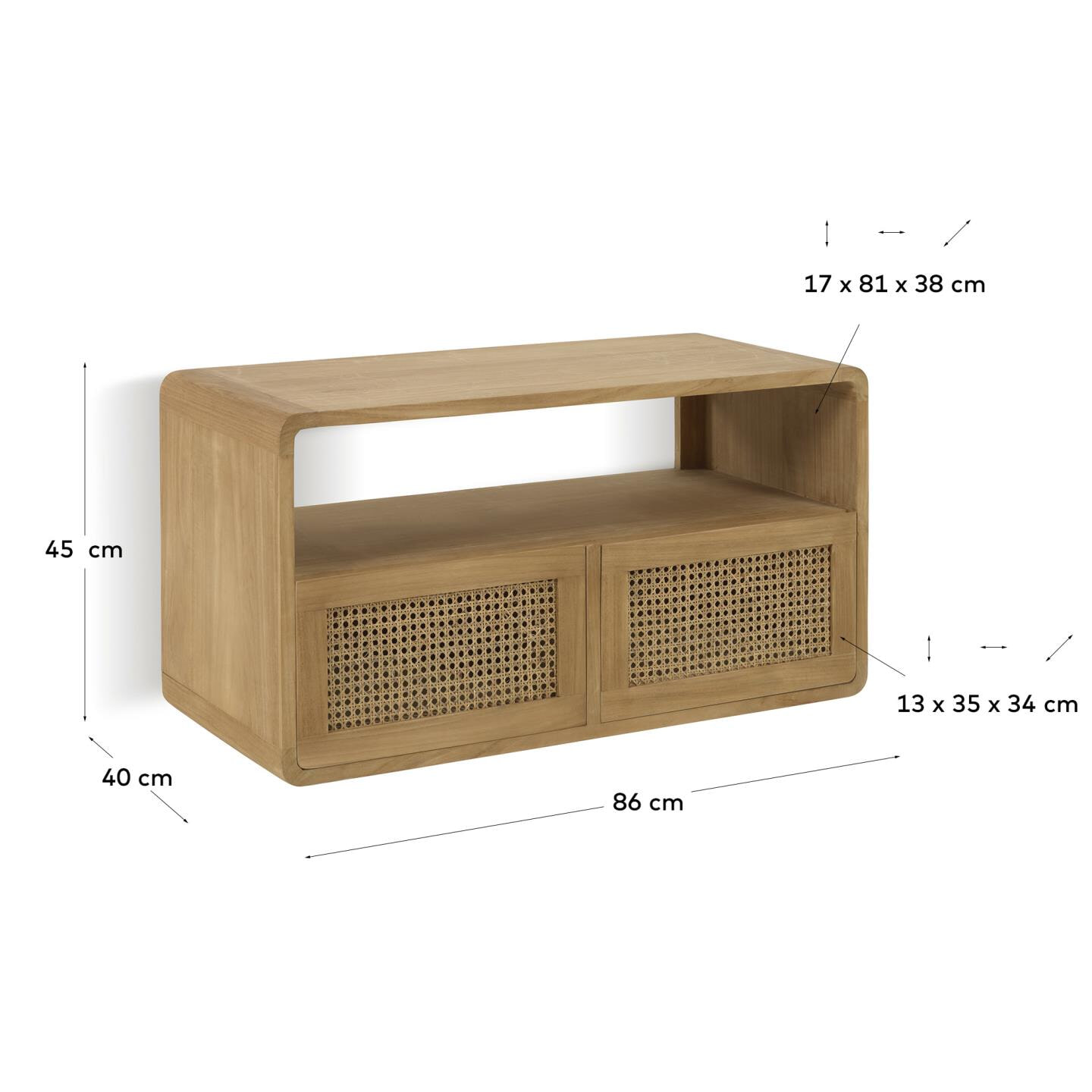 Kave Home Badkamermeubel 'Sabiela' Teak, 86 x 45 cm (excl. waskom)