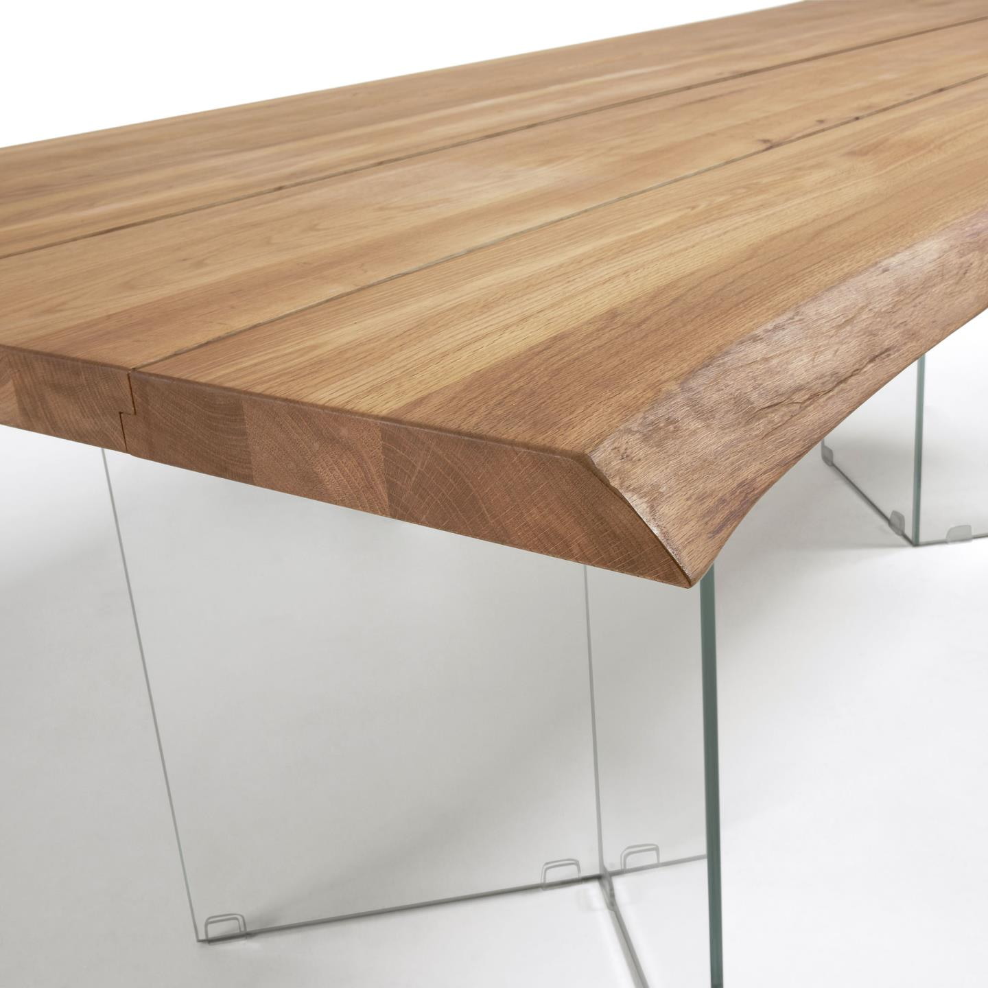 Kave Home Eettafel 'Lotty' Eiken/Glas, 180 x 100cm